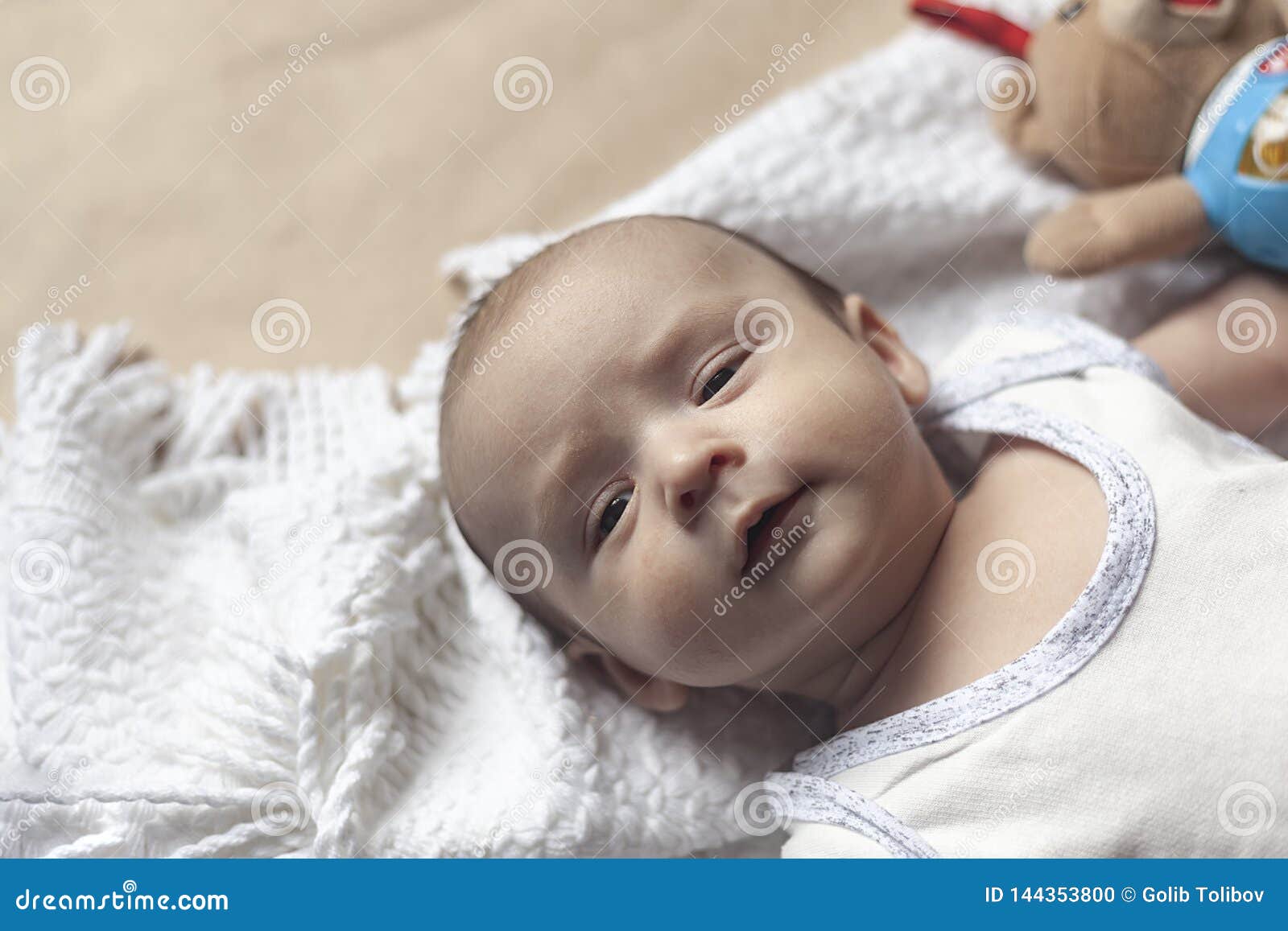 Mentira Del Bebe De 2 Meses Primer Del Bebe Recien Nacido Lindo Adorable De Dos Meses En La Materia Textil Suave Nino Precioso Qu Foto De Archivo Imagen De Central Poco