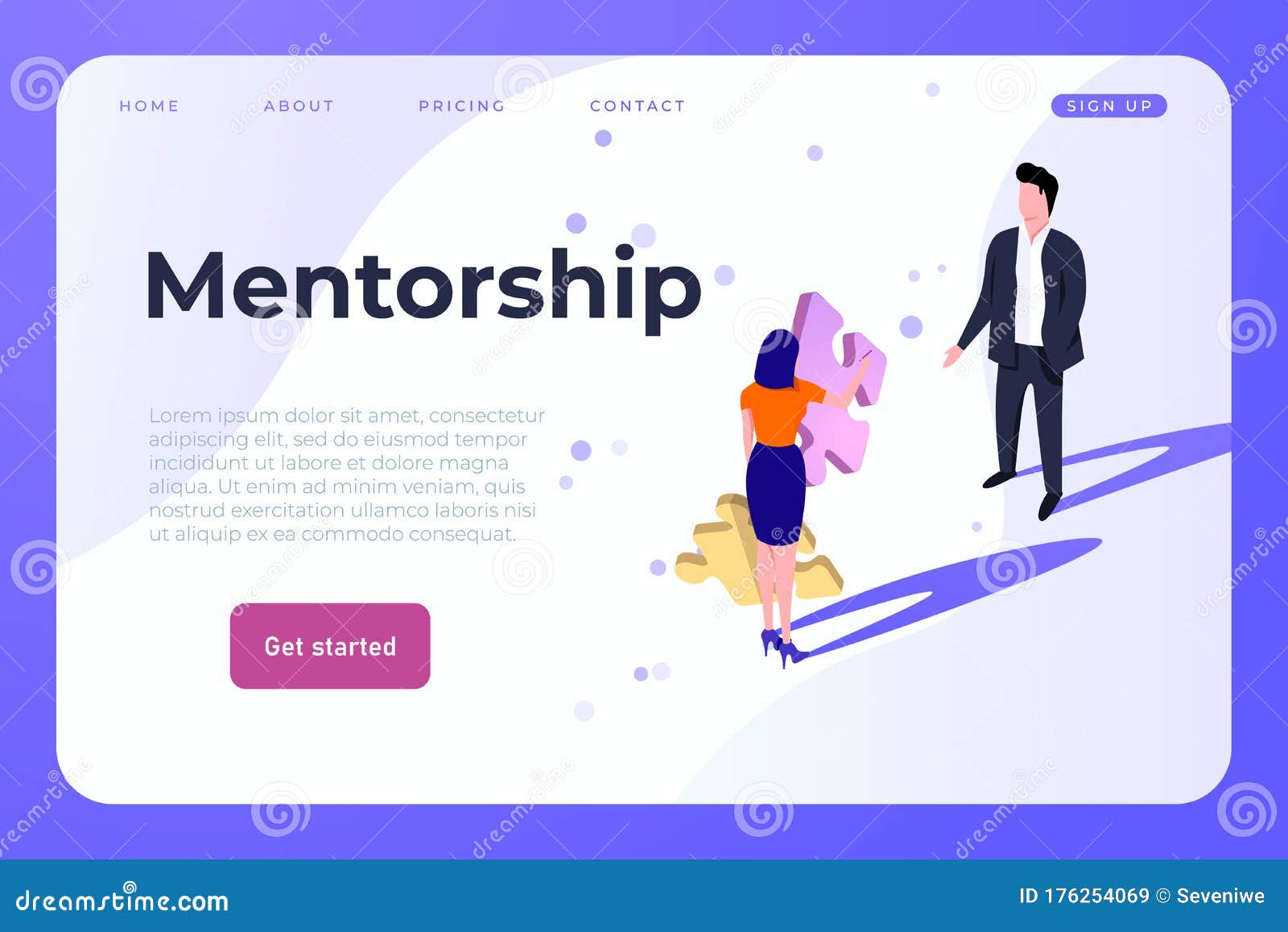 Mentorship Landing Web Page Template with Mentor and His Student Stock Vector - Illustration landing, education: 176254069
