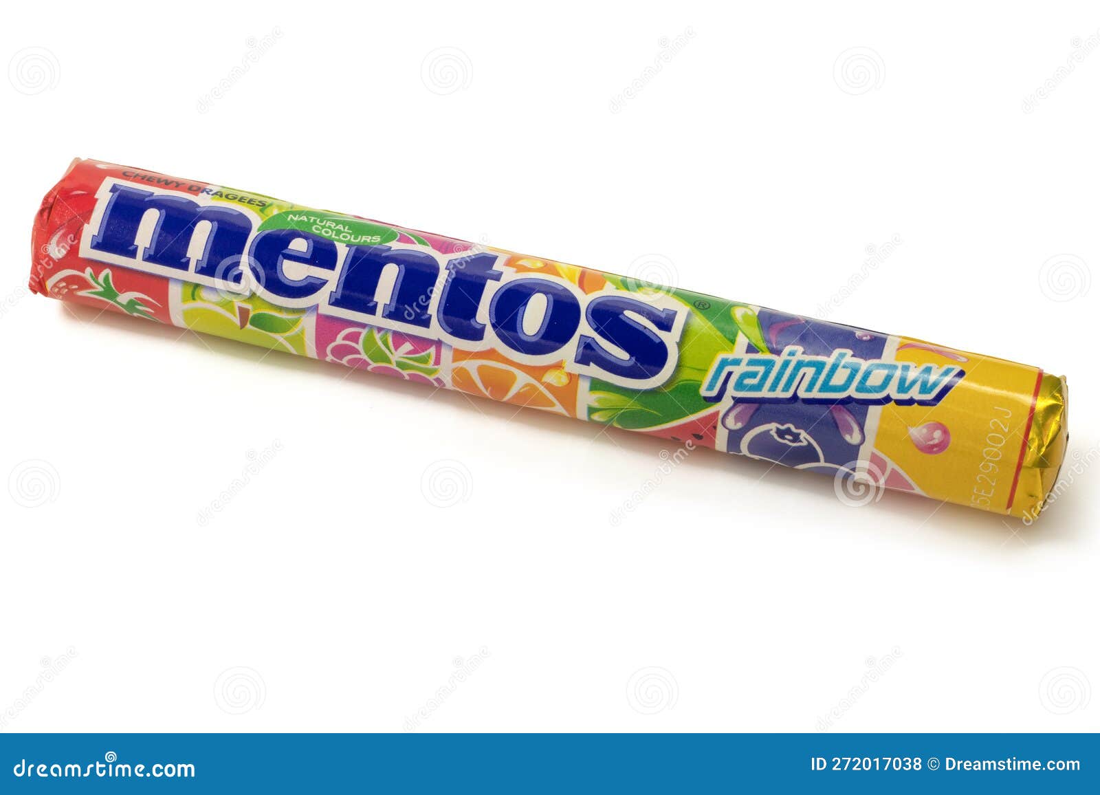 Mentos Rainbow Chewy Dragees Package Isolated on White Background