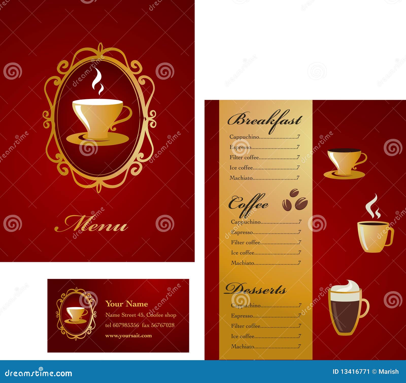 Menu And Business Card Template Design - Coffee Stock 