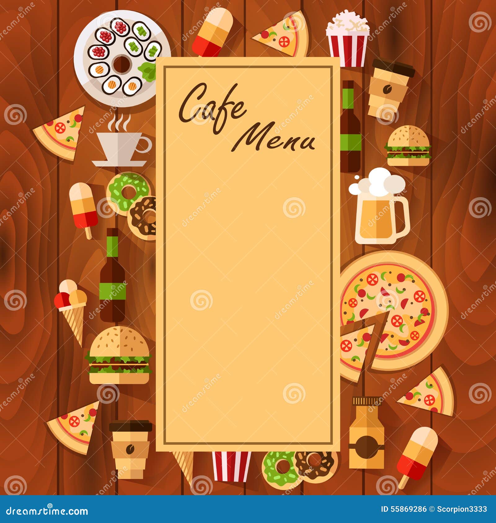 Menu for cafe background stock illustration. Illustration of bottle -  55869286