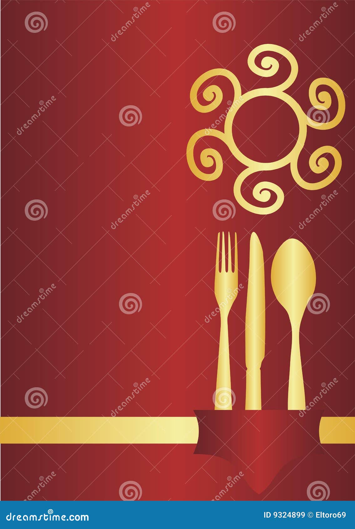 Menu card design stock vector. Image of knife, green 