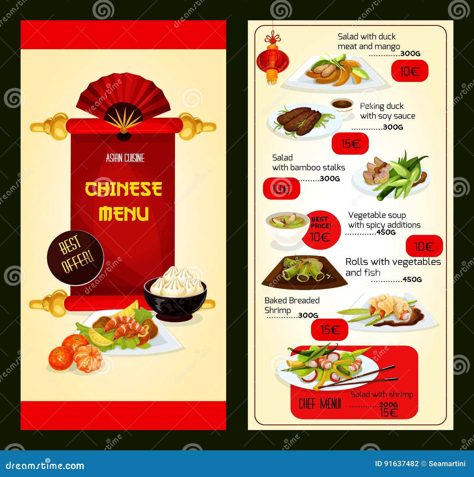 Couverture De Menu De Restaurant Chinois Avec Cuisine Asiatique