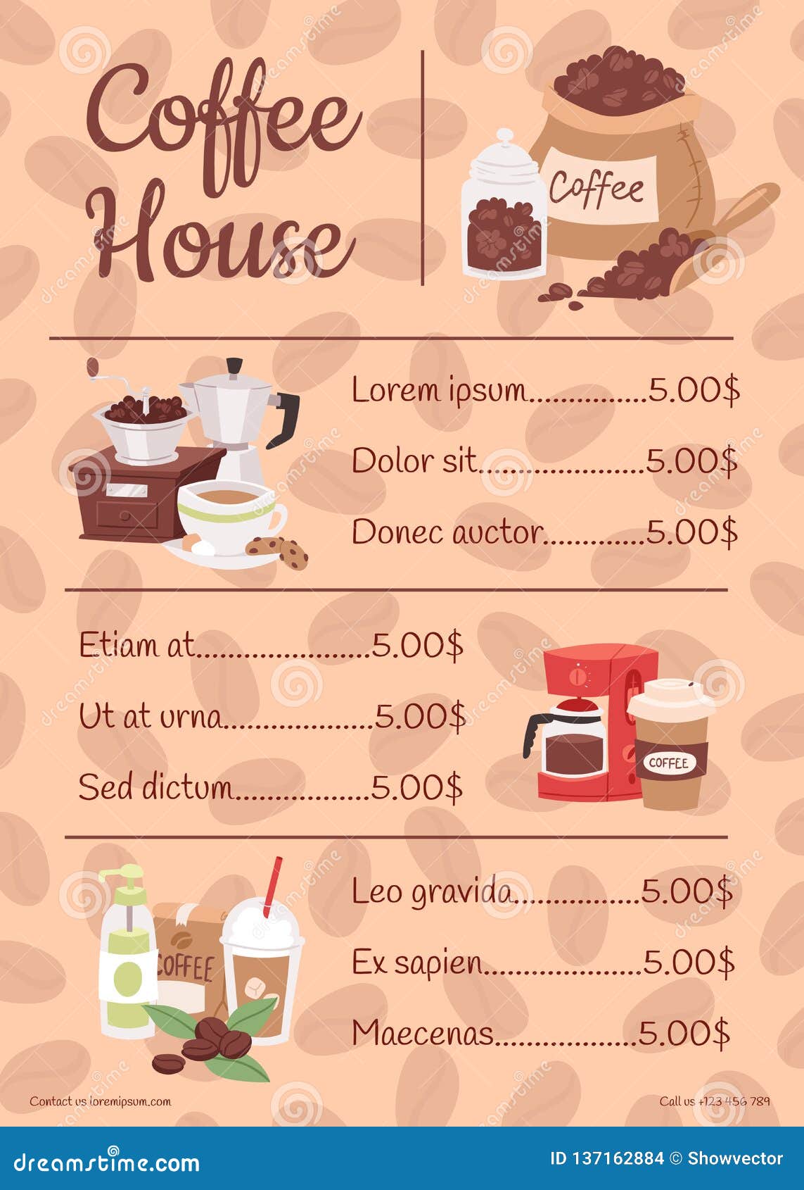 Menu for Coffee House with Price List Vector Illustration with Cartoon Cappuccino, Late, Cups, Seeds Arabica, Cinnamon Stock Vector - Illustration of bean, dessert: 137162884 Menu for Coffee House with Price List Vector Illustration with Cartoon Cappuccino, Late, Cups, Seeds Arabica, Cinnamon Stock Vector - Illustration of bean, dessert: 137162884