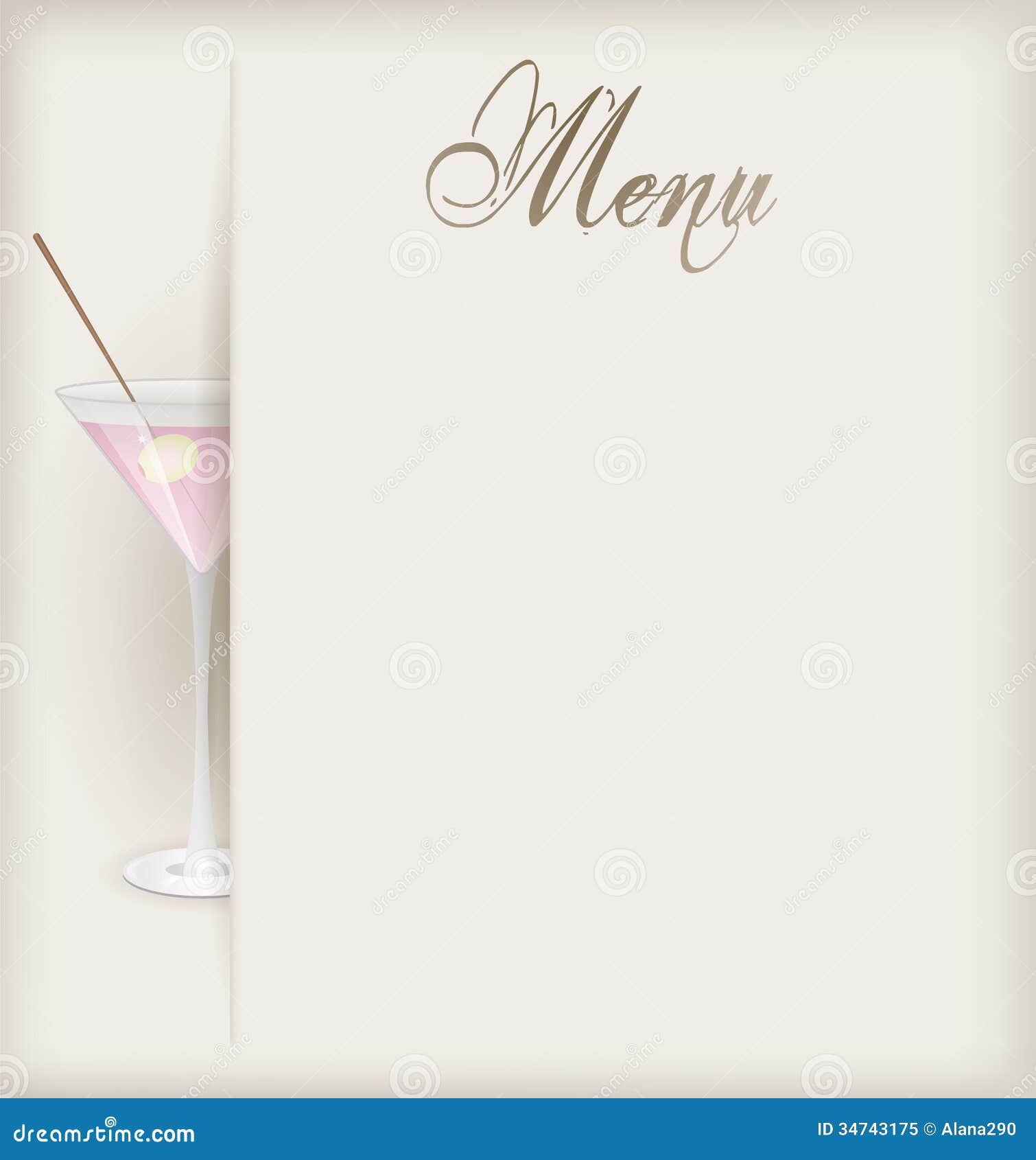 Menu con martini illustrazione vettoriale. Illustrazione di generato