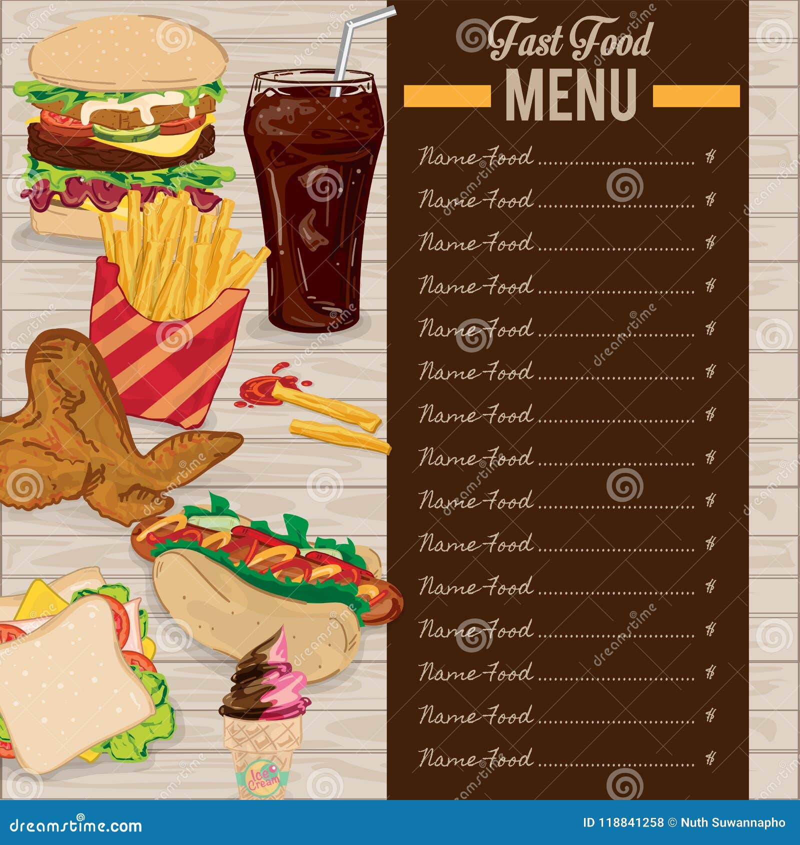 menu fastfood template  graphic set