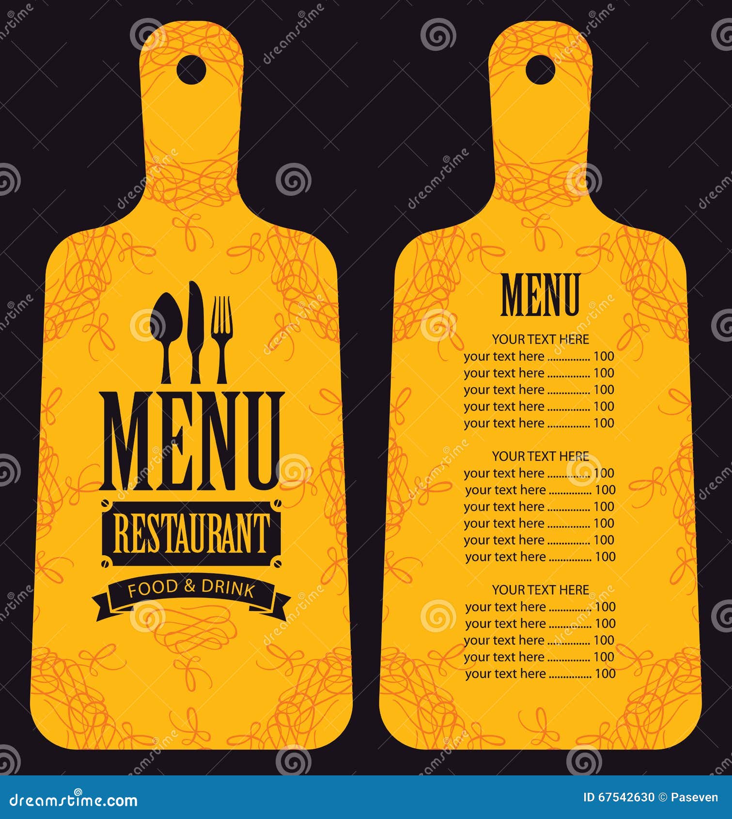 Menu in the Form of Cutting Board Stock Vector Illustration of background, cafe 67542630