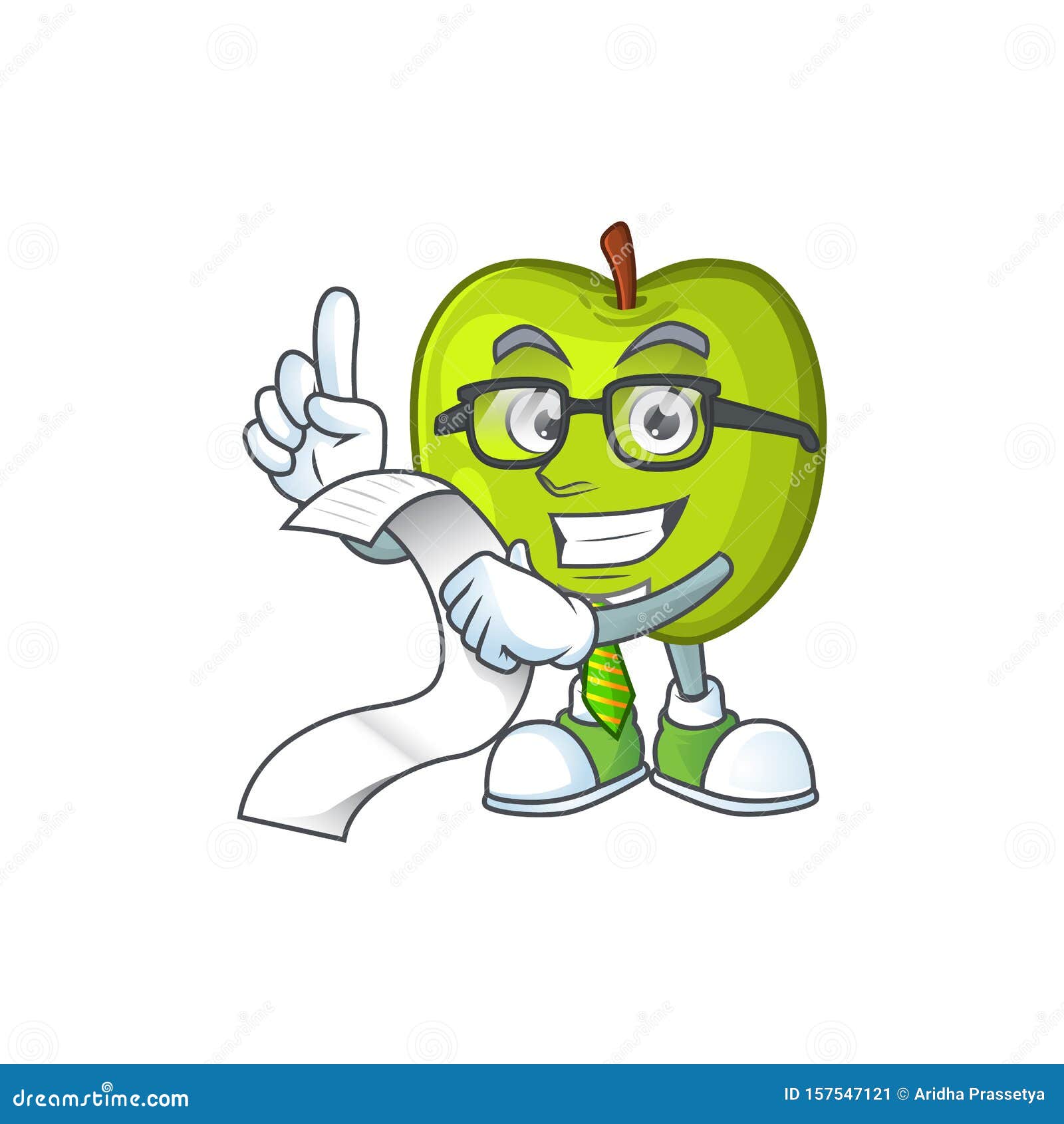 With Menu Granny Smith Green Apple Cartoon Mascot Stock Vector -  Illustration of healthy, chef: 157547121