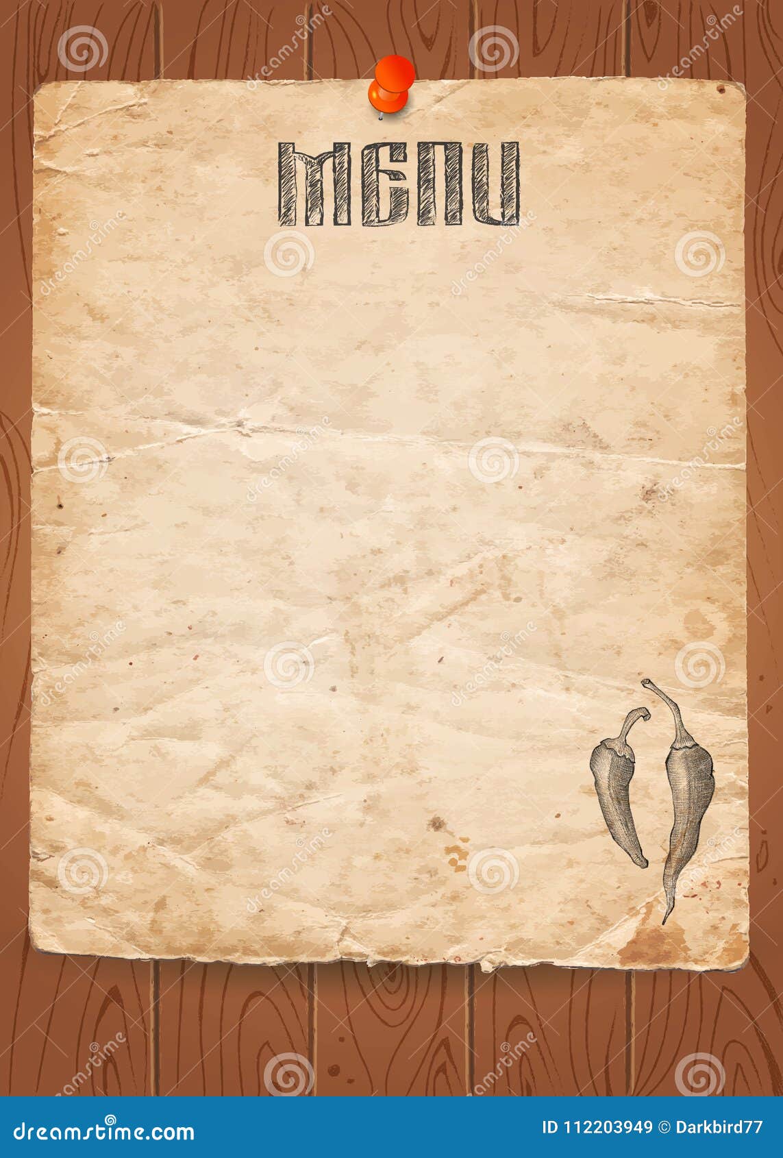 Menu of Restaurant Chilli Pepper on Old Paper and Wooden Background Stock  Illustration - Illustration of decoration, board: 112203949