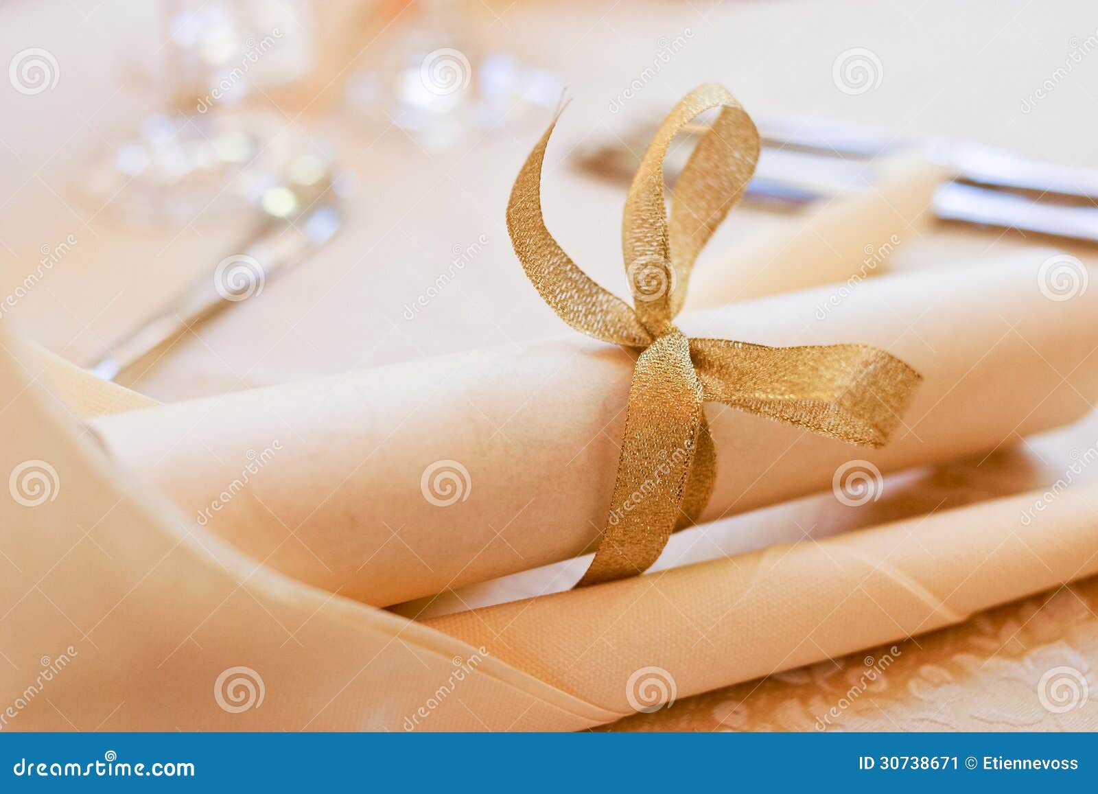 Menu Roll Tied with Gold Ribbon Stock Image Image of ribbon, catering