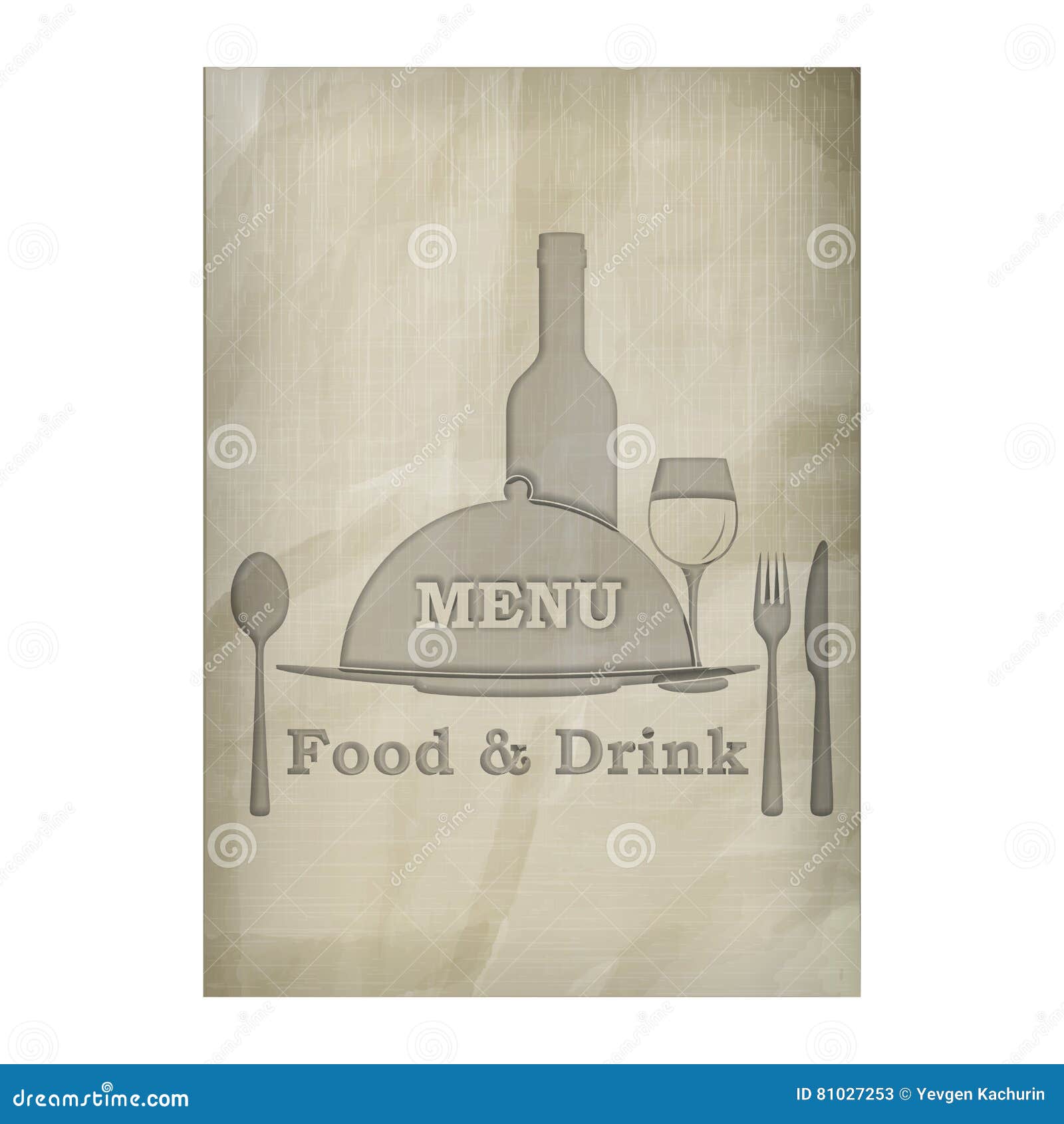 Menu Stencil from Old Paper Pattern Texture Stock Vector Illustration