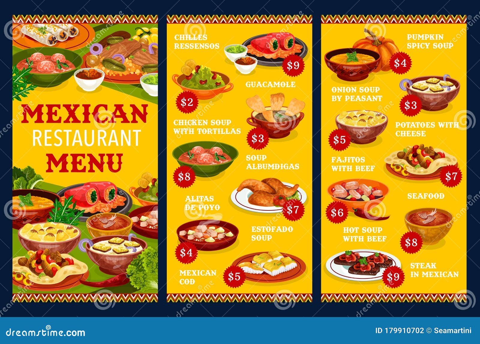 Menu Template of Mexican Cuisine Restaurant Stock Vector Pertaining To Mexican Menu Template Free Download