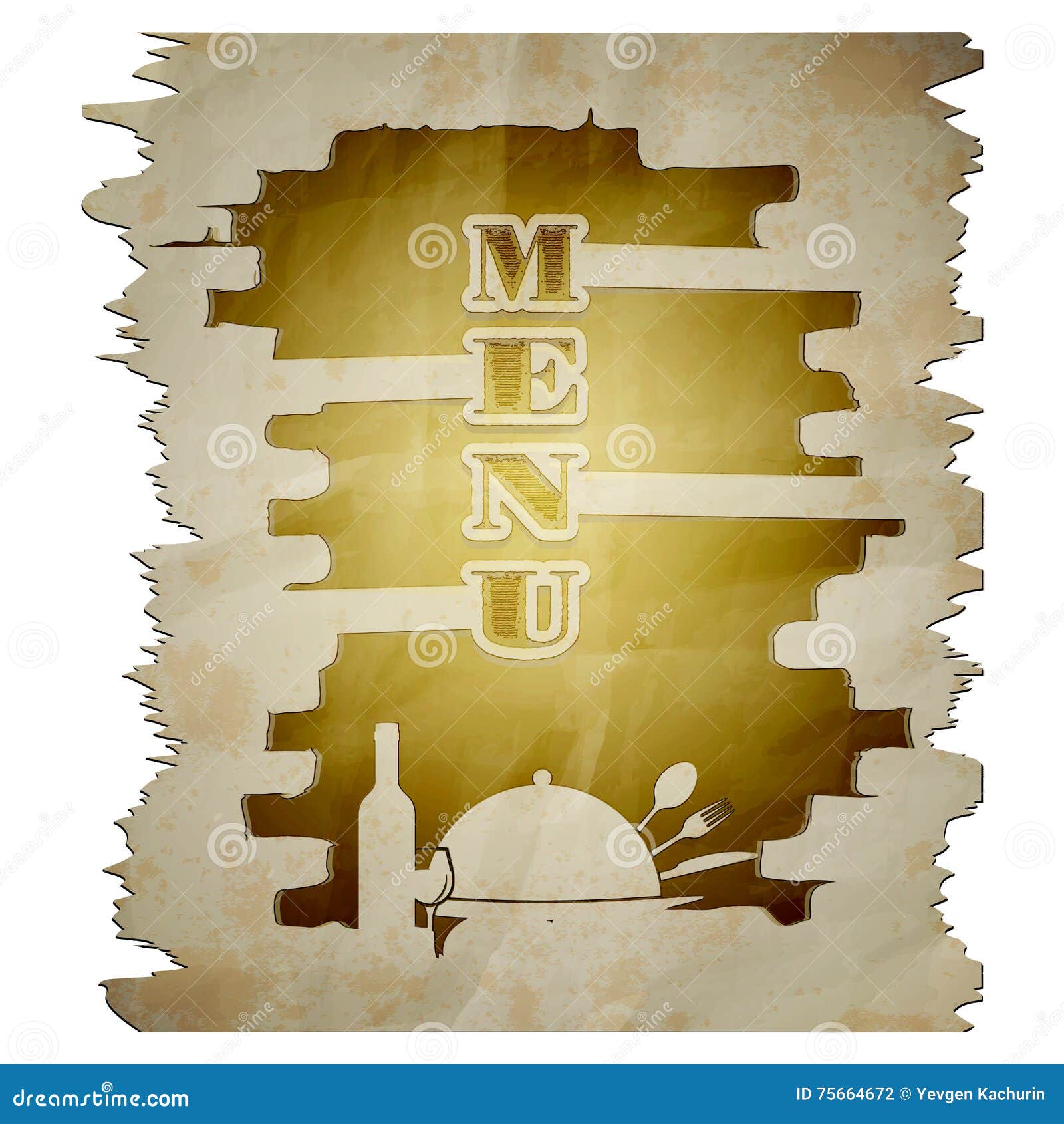 Menu Template Torn Page with the Stencil Stock Vector Illustration of