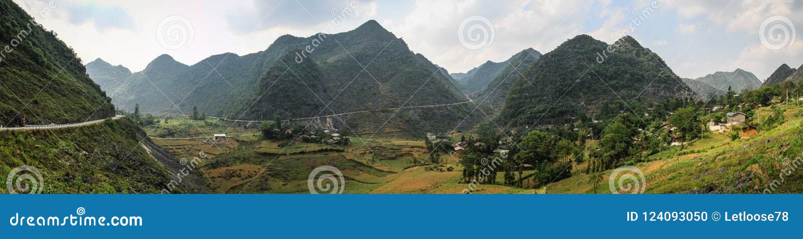 panorama of the majestic karst mountains around meo vac, ha giang province, vietnam