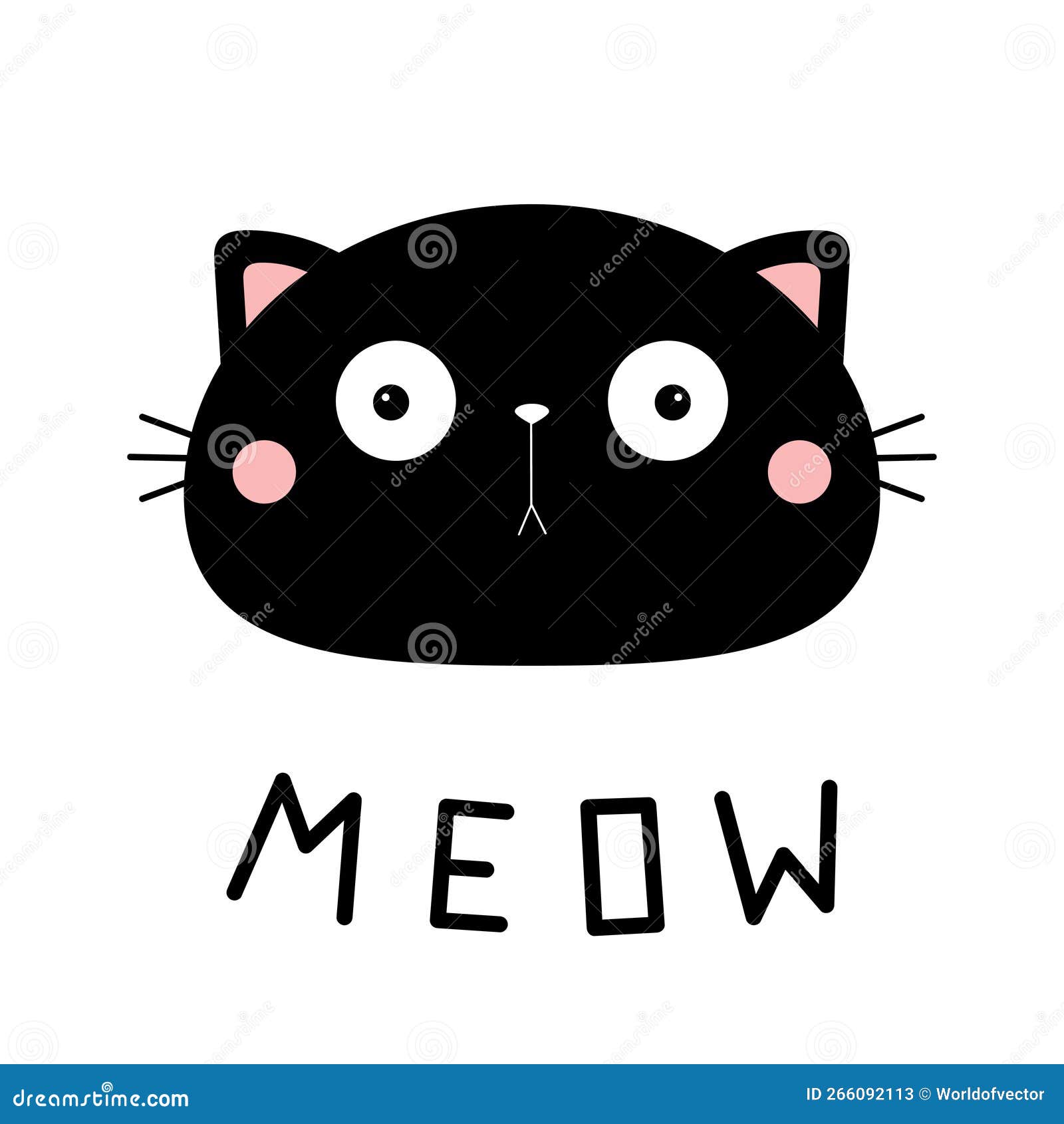 Black cat round face icon. Cute cartoon funny character. Kawaii