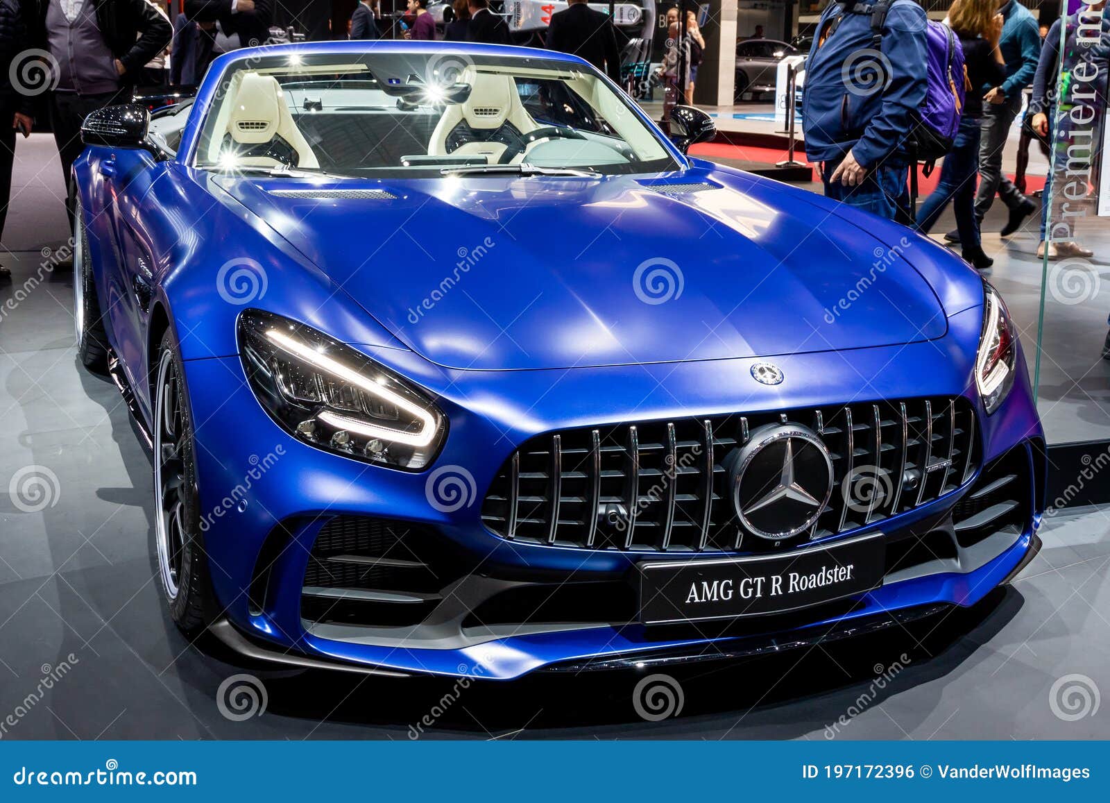 Mercedes AMG GT R Roadster Convertible Sports Car at the 89th Geneva  International Motor Show. Geneva, Switzerland - March 5, 2019 Editorial  Photo - Image of blue, performance: 197172396