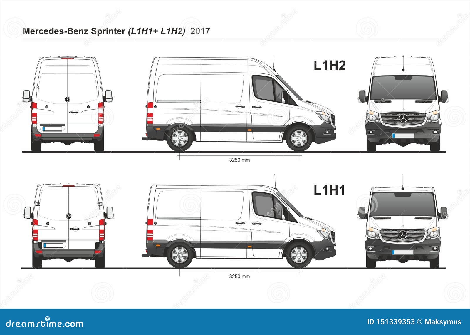 Mercedes Sprinter Cargo Van L1h1 Und L1h2 2017 Redaktionelles Stockfoto Illustration Von Benz Anlieferung 151339353