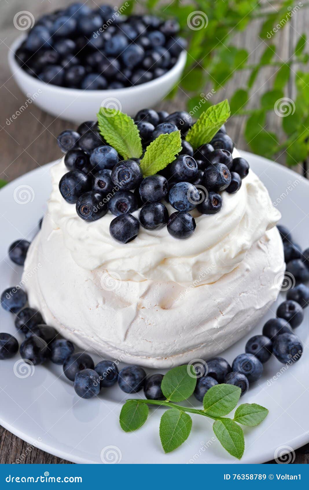 Meringue Cake with Blueberries Stock Image Image of homemade