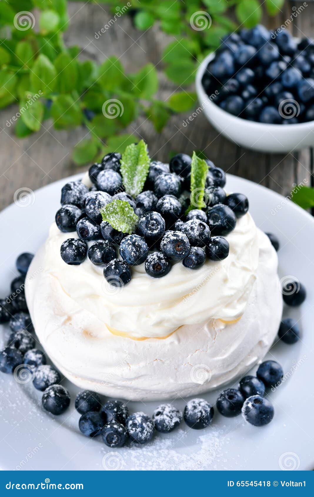 Meringue Cake with Blueberries Stock Photo Image of pavlova, close