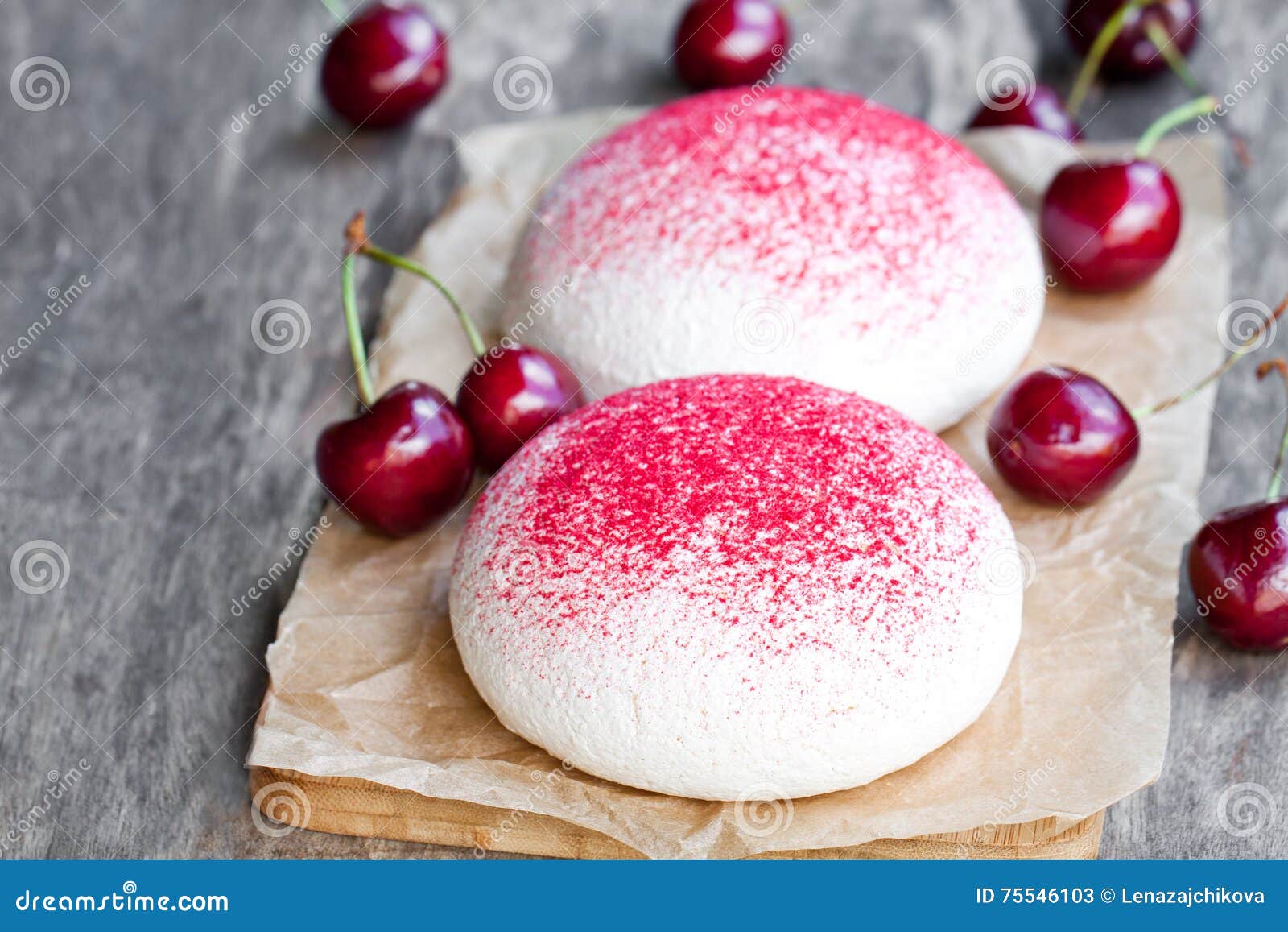 Meringue Cookies with Fresh Berries Stock Image Image of