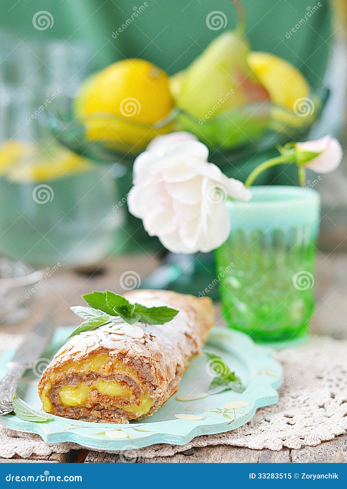 Meringue roulade stock image. Image of dining, frosting 33283515