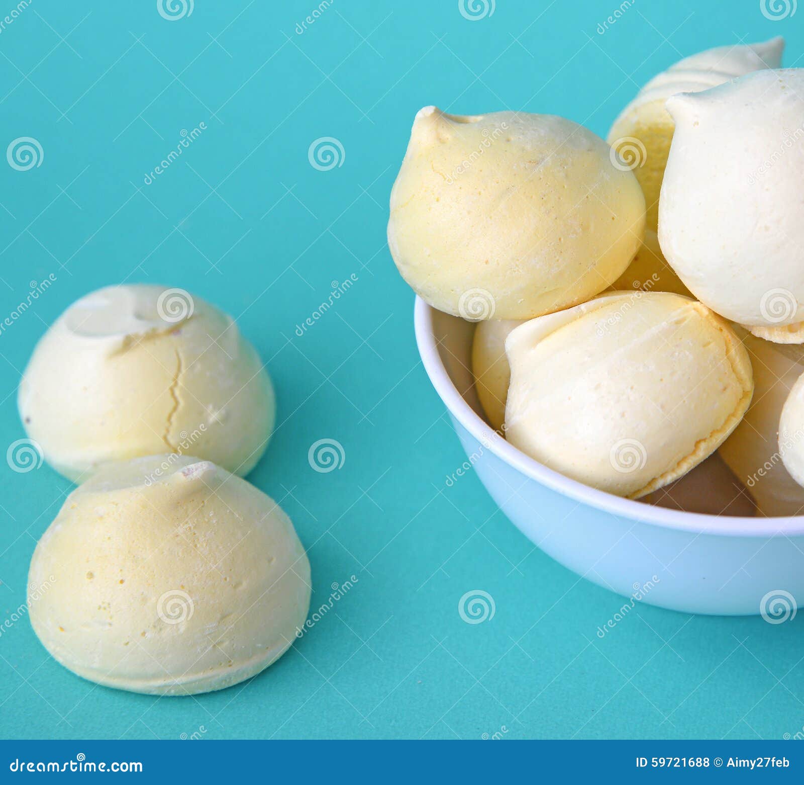 Meringues in bowl close up stock photo. Image of 59721688 59721688