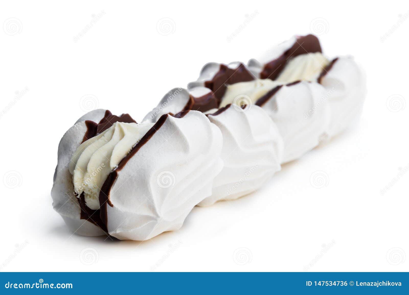 Meringues with Whipped Cream Isolated on White Stock Photo Image of