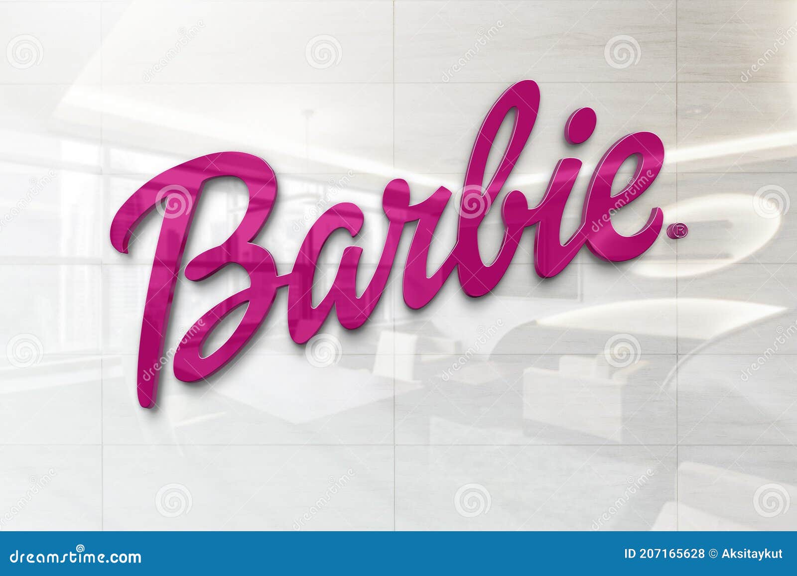 creatief avond zingen Merk Barbie Op Wand Van Glanzend Kantoor Realistische Textuur Redactionele  Stock Foto - Illustration of merk, vervaardigd: 207165628