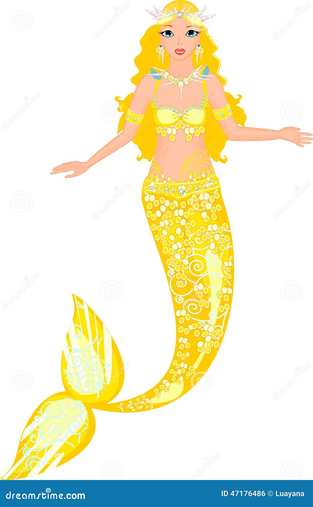 Mermaid stock vector. Illustration of nixie, golden, seamaiden - 47176486