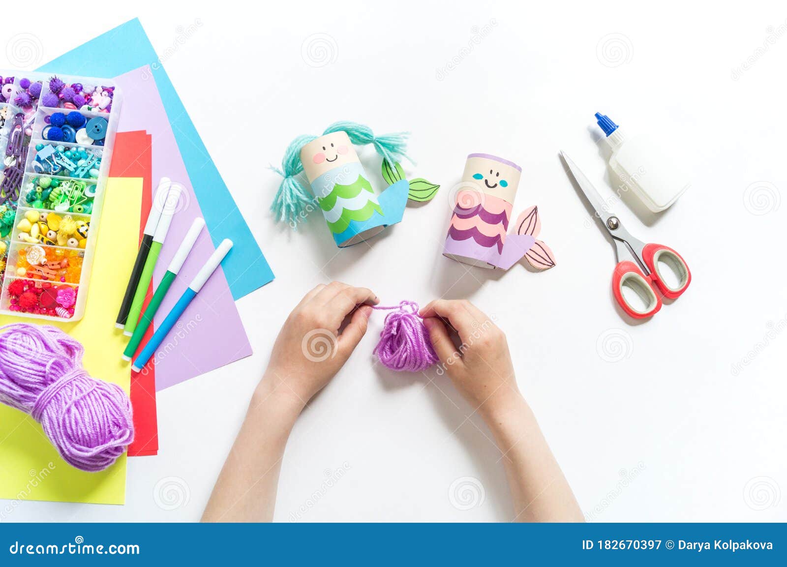 Mermaid Crafts Made of Cardboard and Paper Stock Image - Image of design,  cute: 182670397