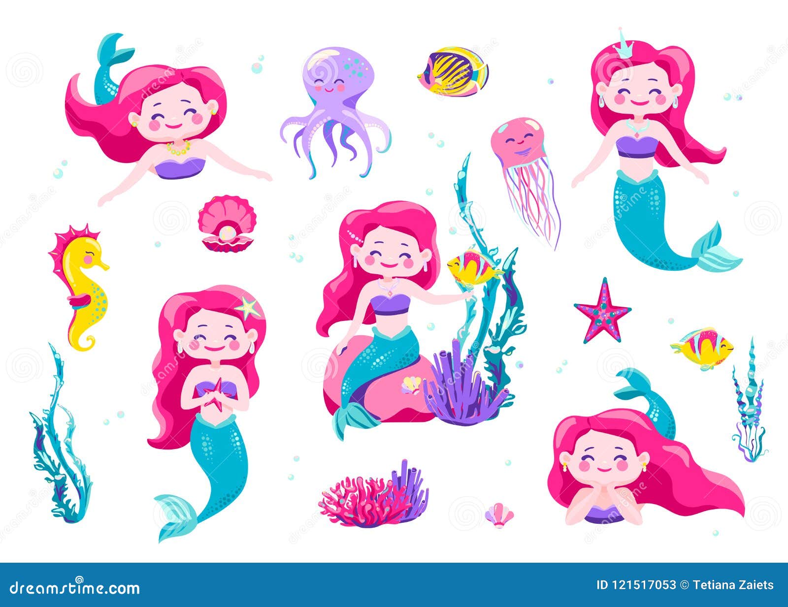 Mermaid Cute Stickers, Cartoon Little Princess. Vector Illustration Stock Vector - Illustration of girl, drawing: 121517053 Mermaid Cute Stickers, Cartoon Little Princess. Vector Illustration Stock Vector - Illustration of girl, drawing: 121517053