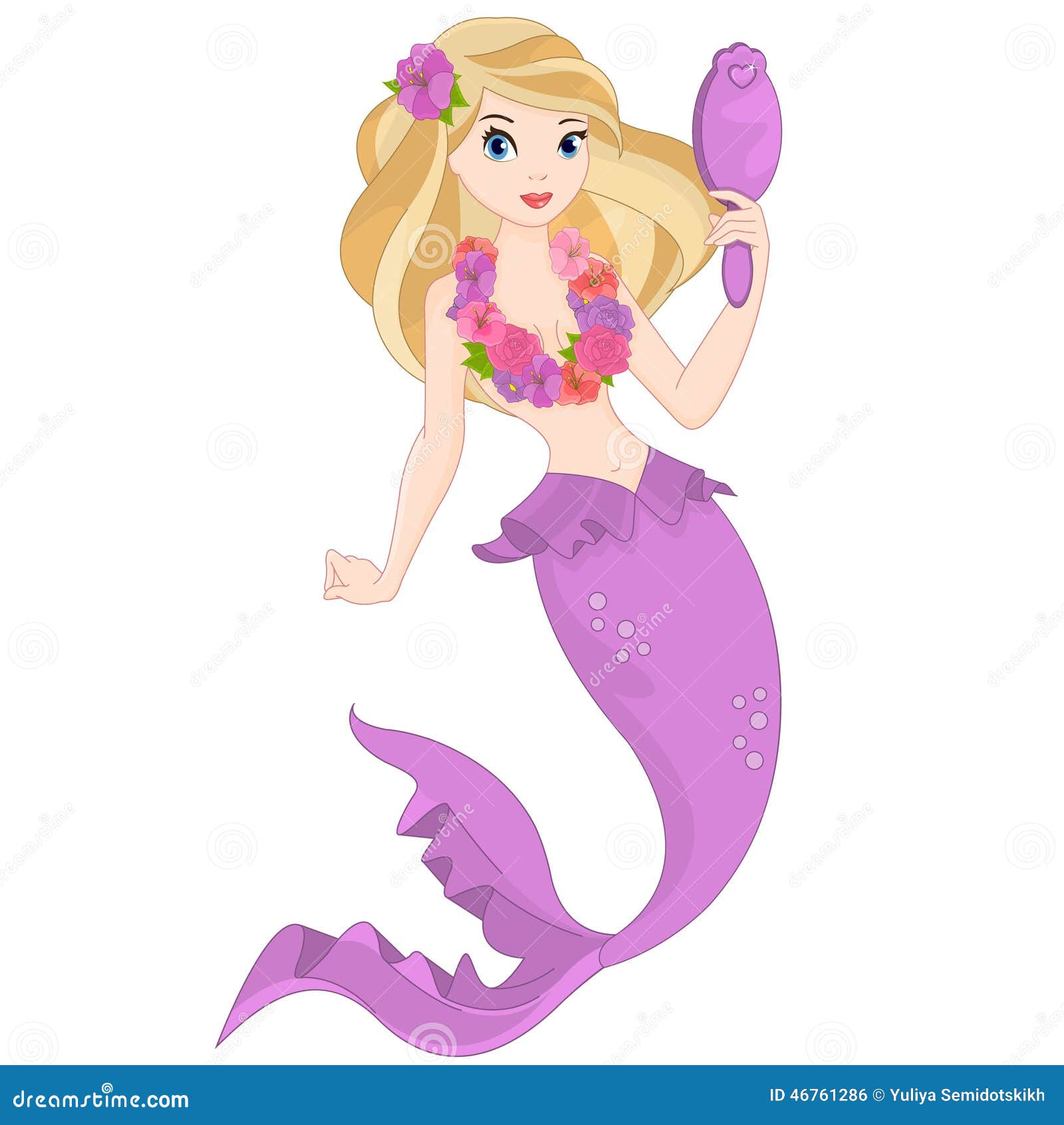 Mermaid Girl Before The Mirror Stock Vector  Image: 46761286