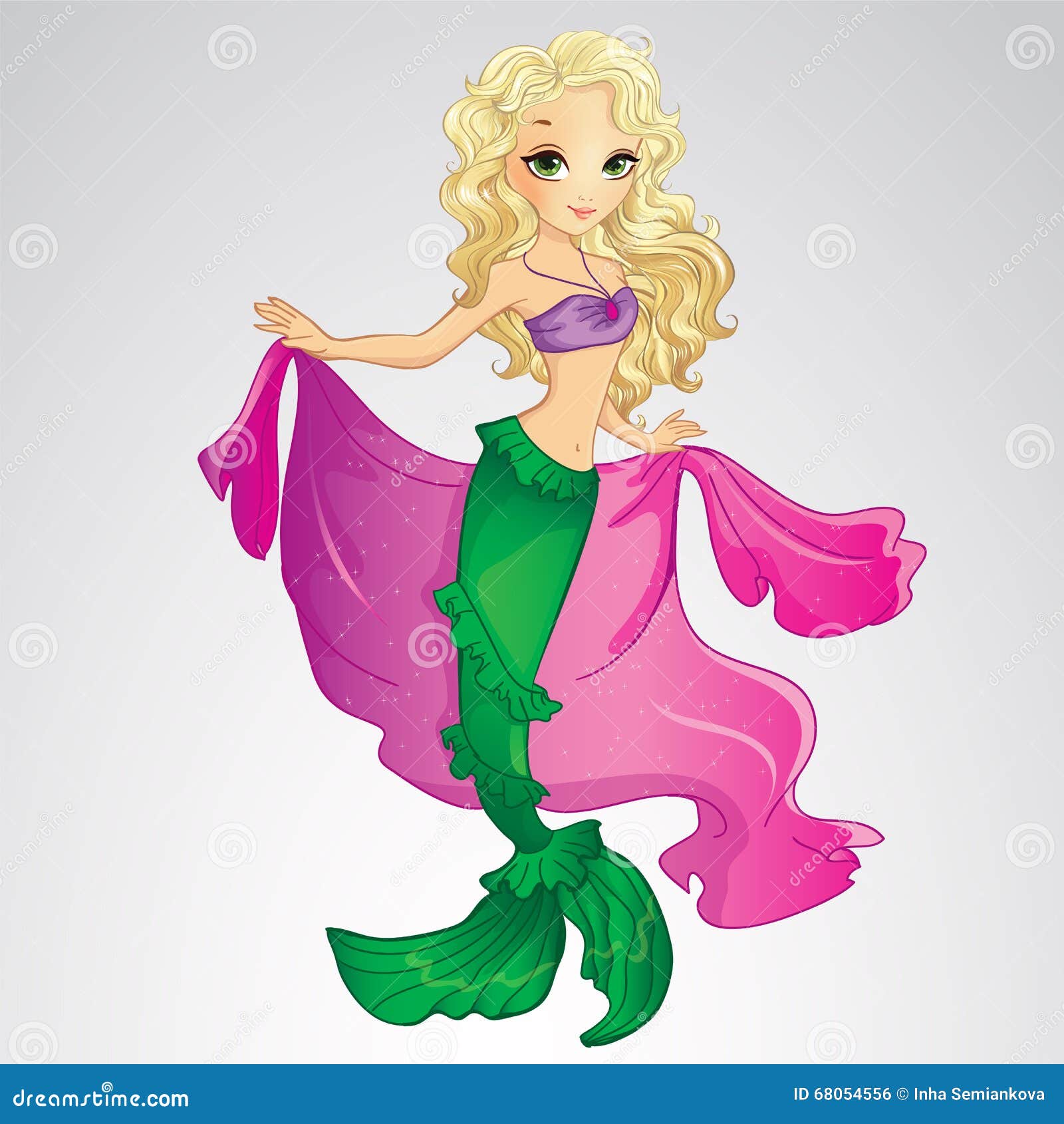 Mermaid With Long Curly Hair Stock Vector - Illustration ...