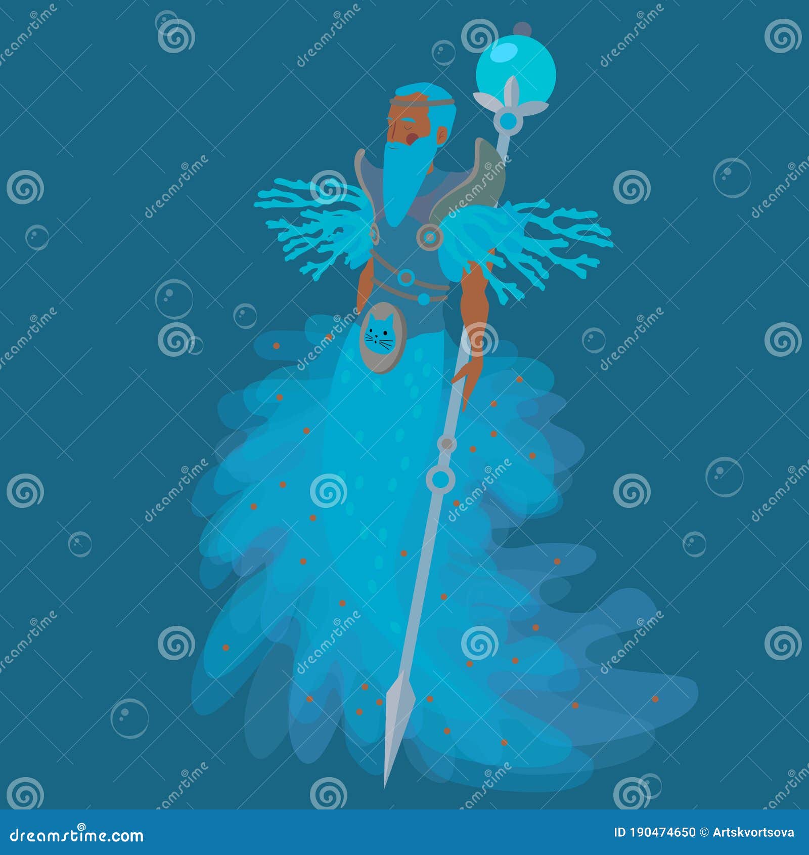 Mermaid Merman Warrior Sea Ocean Vector Illustration Stock Vector