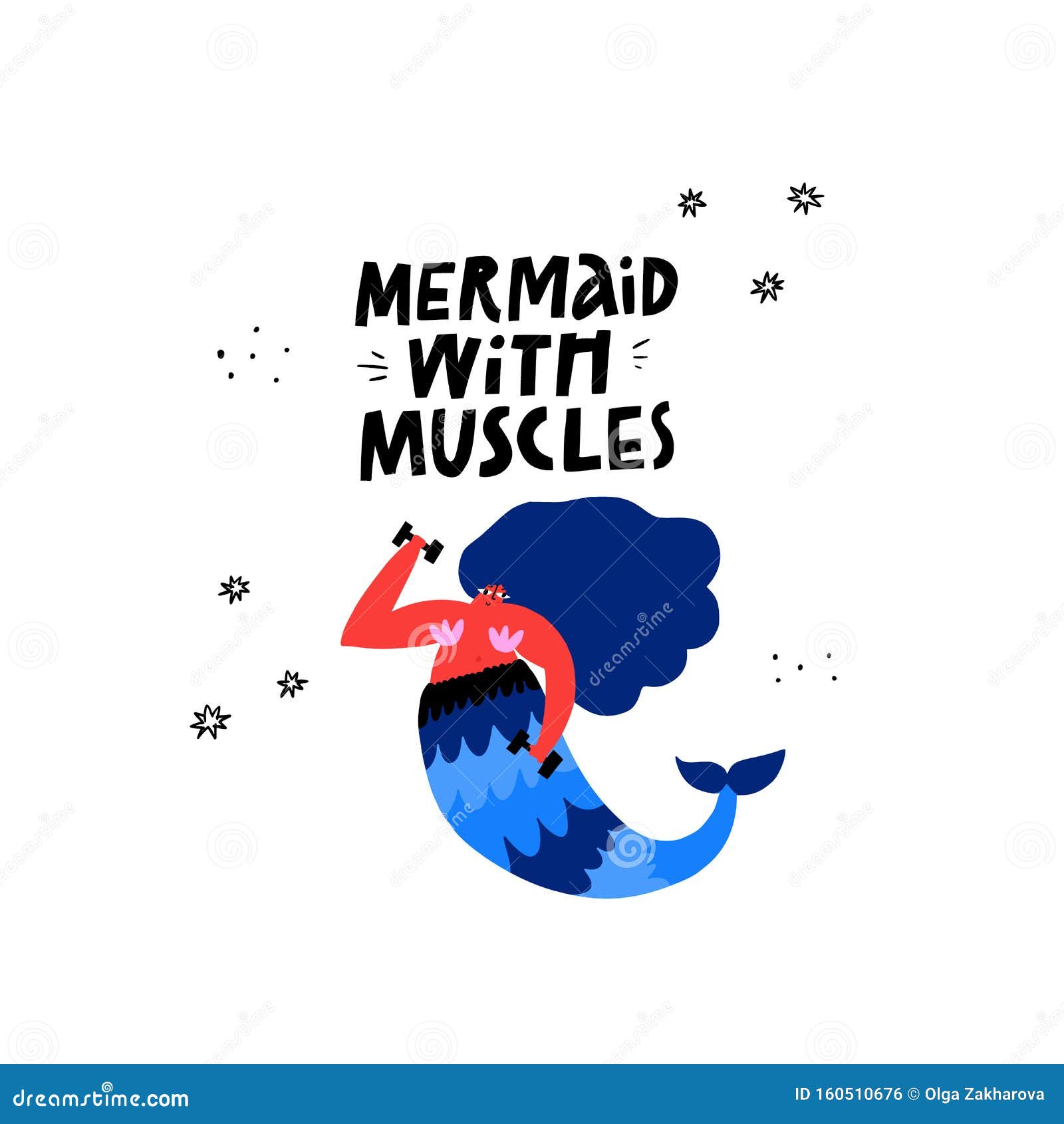 Download Mermaid With Muscles Hand Drawn Banner Template Stock ...