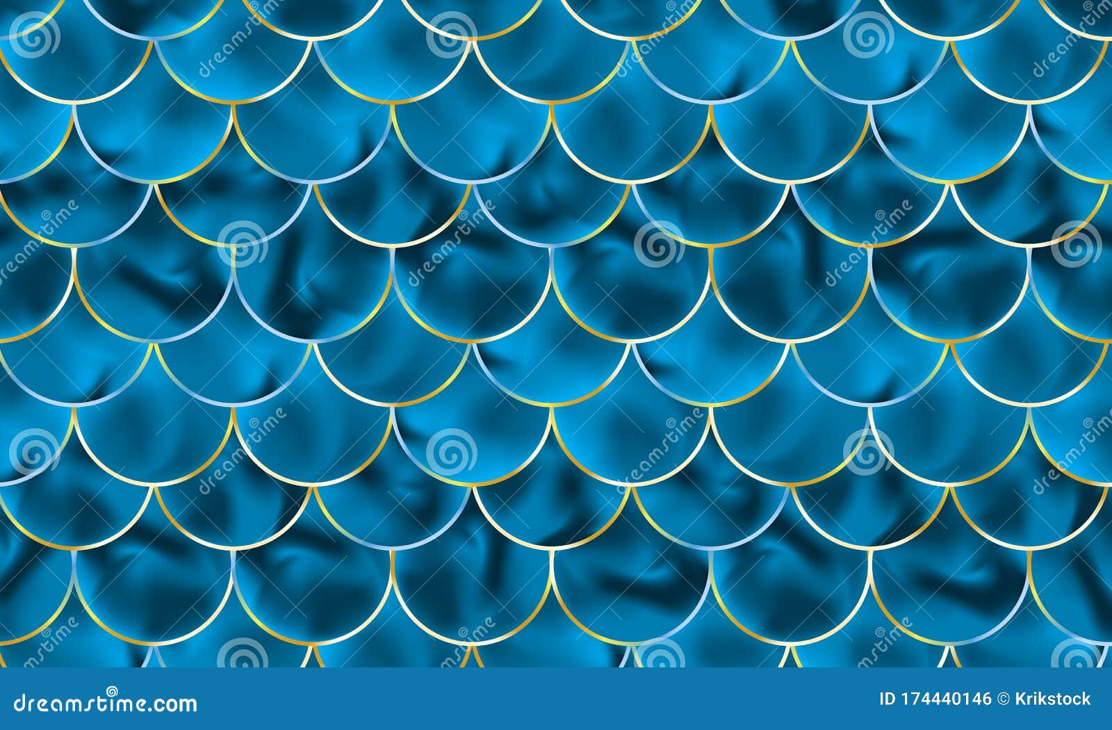 Mermaid Scales. Fish Squama. Blue Pattern. Vector. Stock Photo - Image of  reptile, horizontal: 174440146
