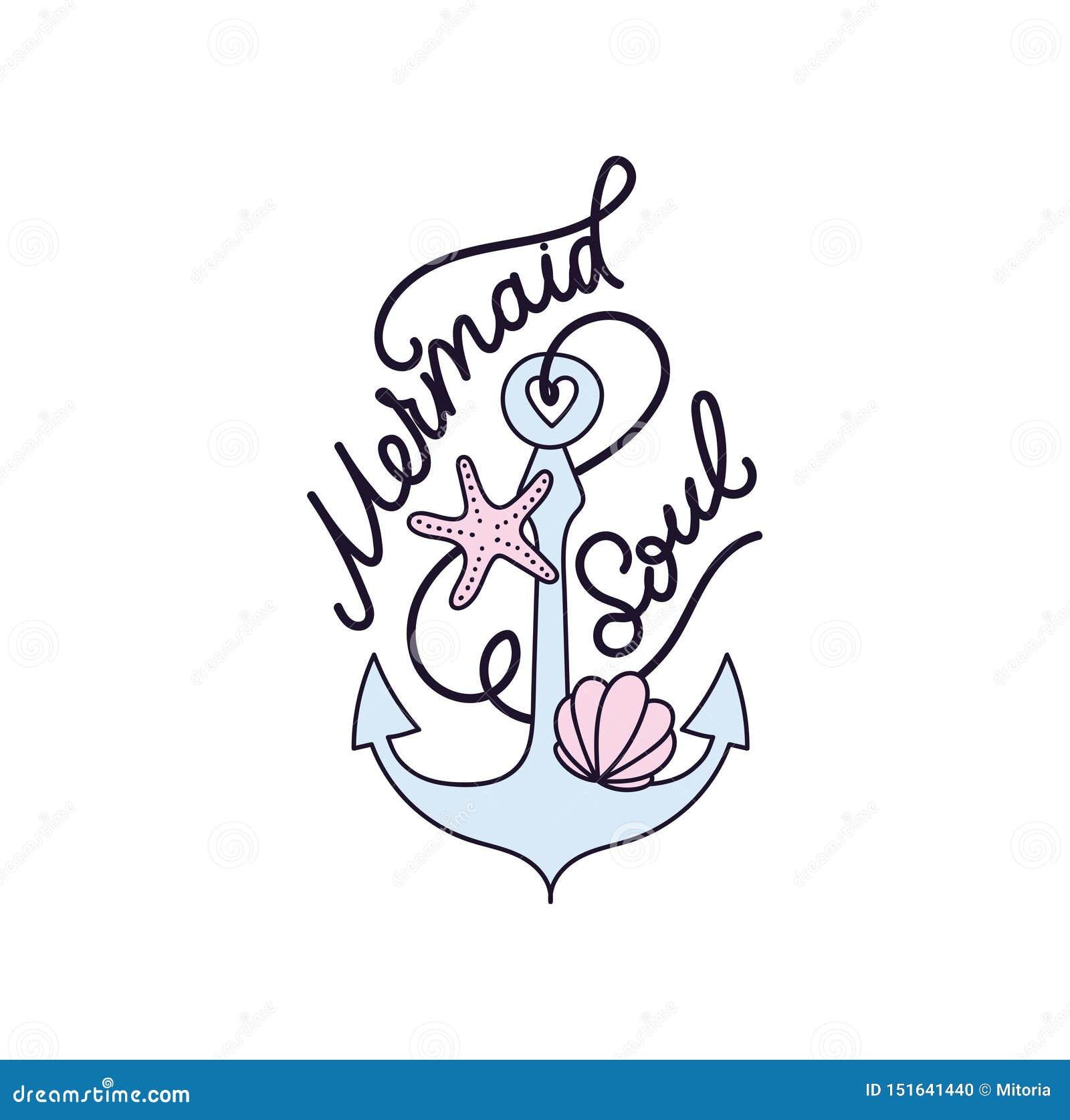 Download Mermaid Soul Vector Illustration With Seashell, Anchor ...