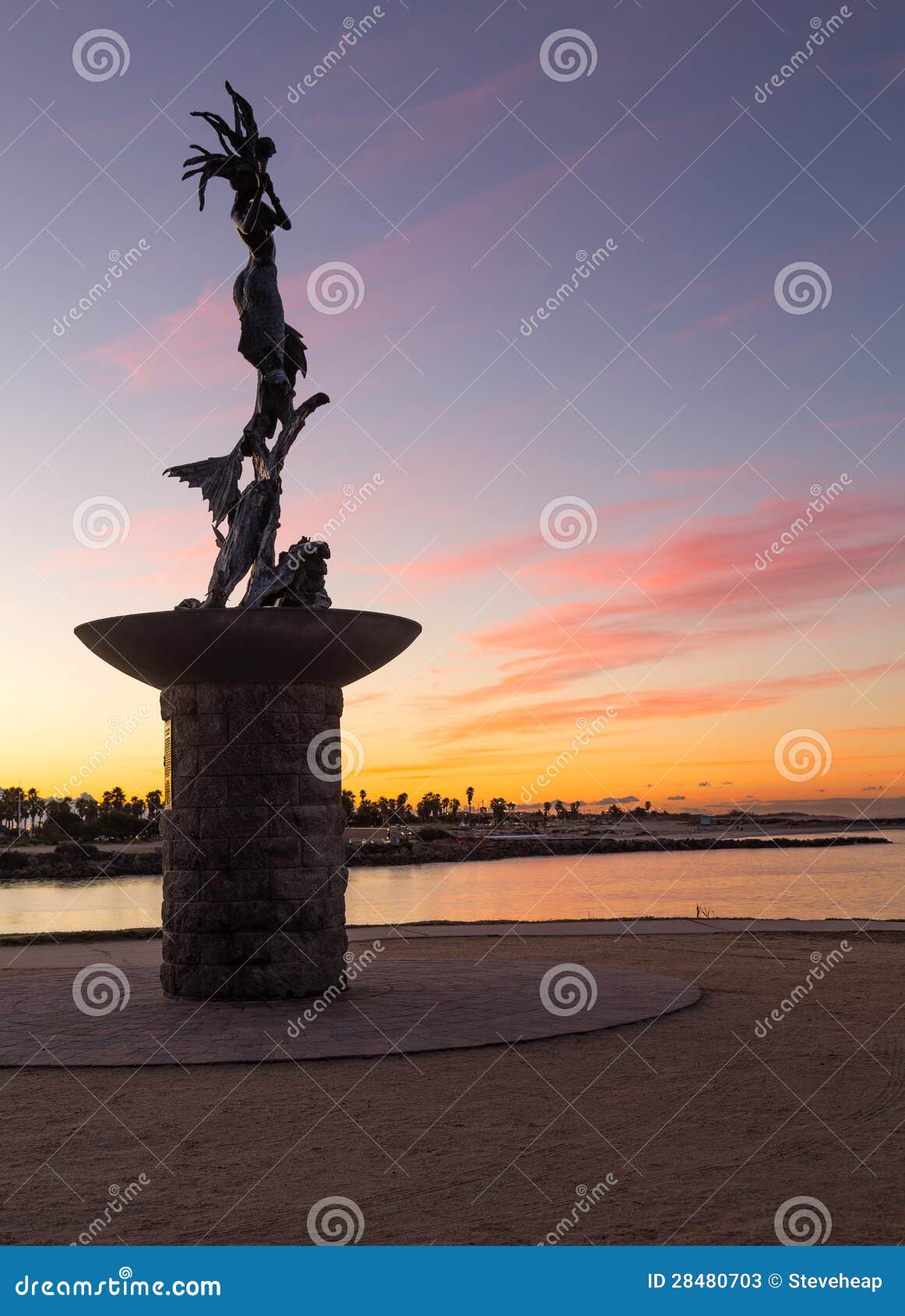 Mermaid Statue Entrance Ventura Harbor Stock Image Image of sunrise
