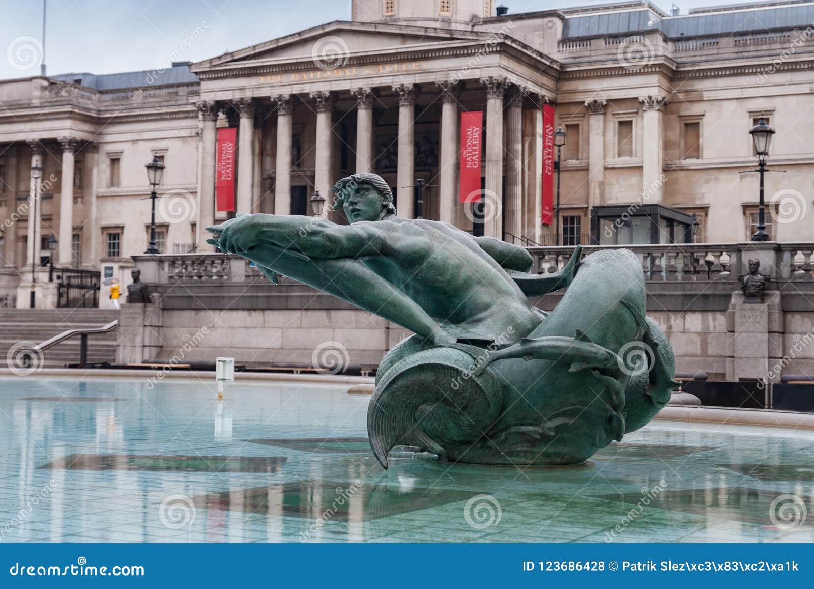 Mermaid Statues on Fountain on Trafalgar Square in London Editorial ...