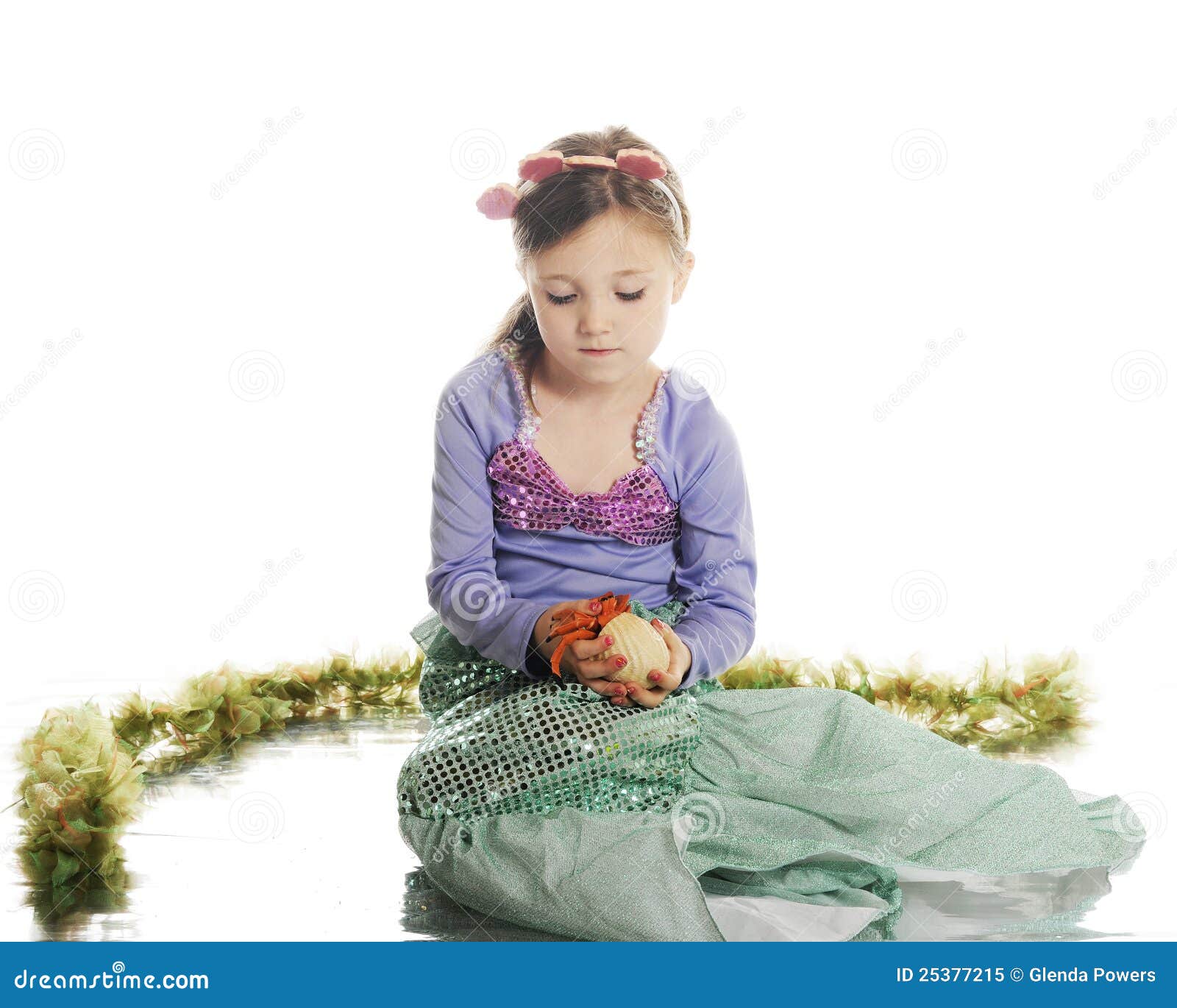 Mermaid Studying Hermit Crab Stock Image Image of background, little