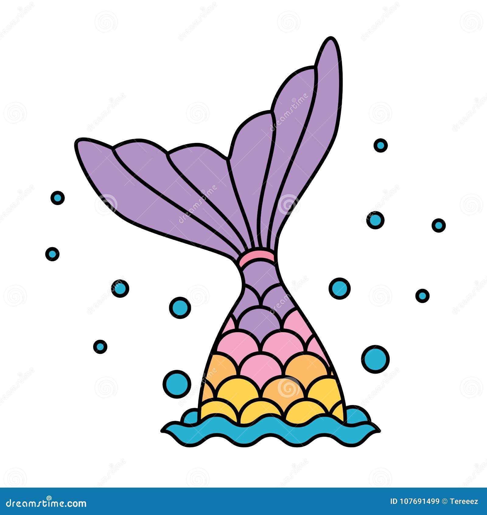 mermaid tail rainbow pastel colorful jumping to water bubbles