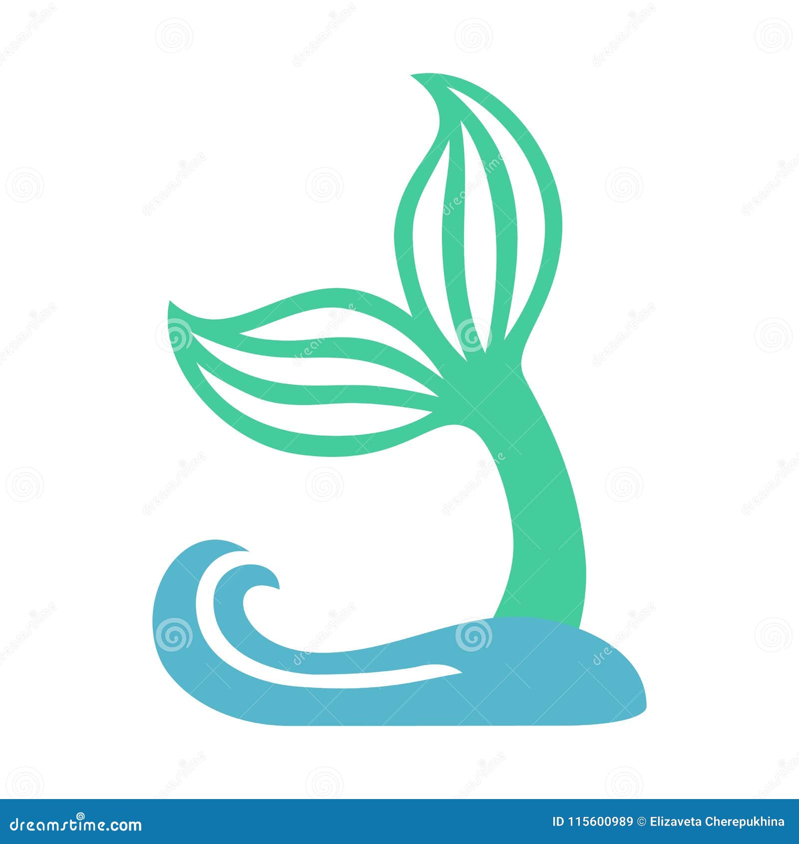 mermaid tail with wave. silhouette of whale tail icon. fish tail. 