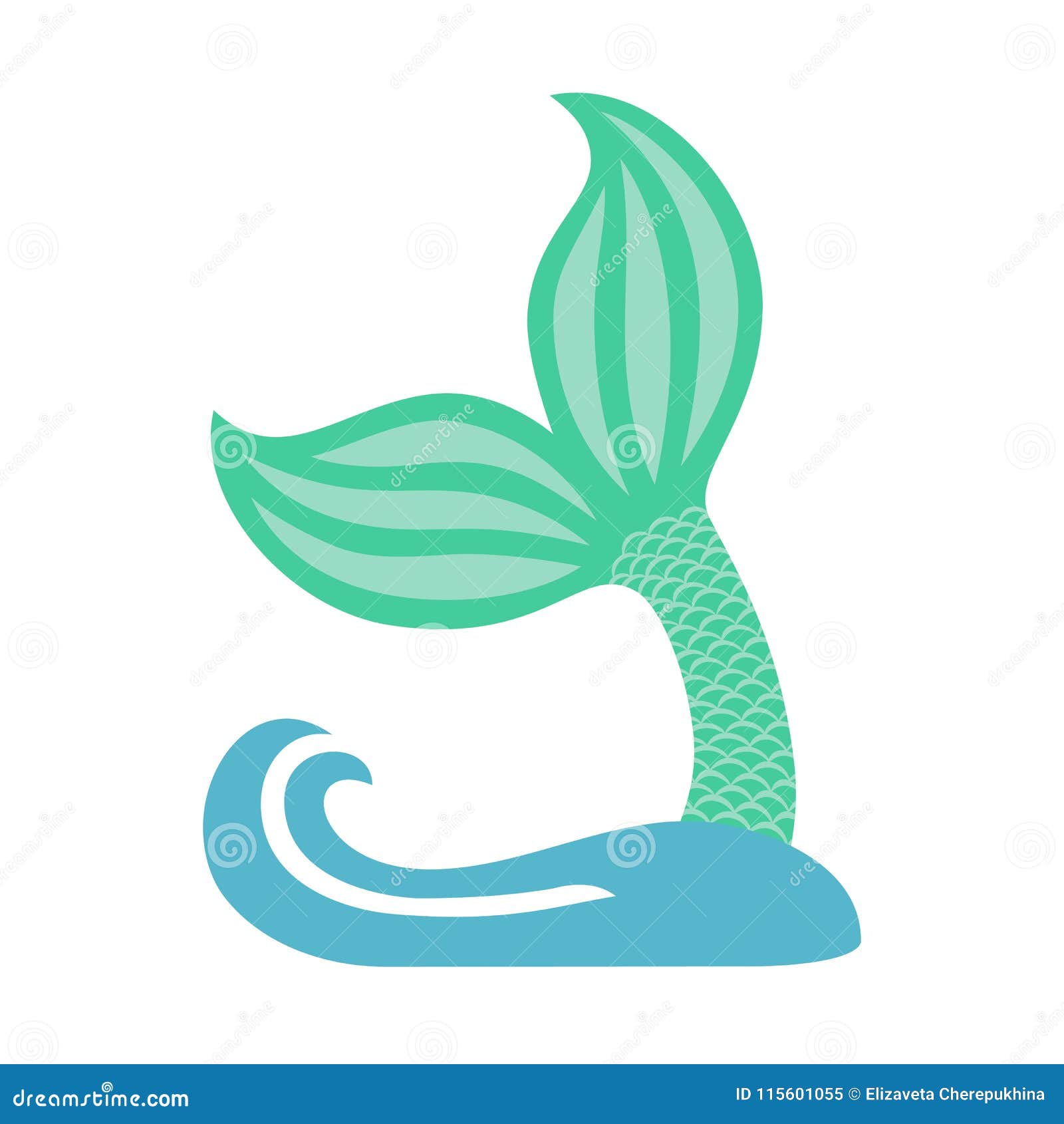 Mermaid Tail with Wave. Silhouette of Whale Tail Icon. Fish Tail