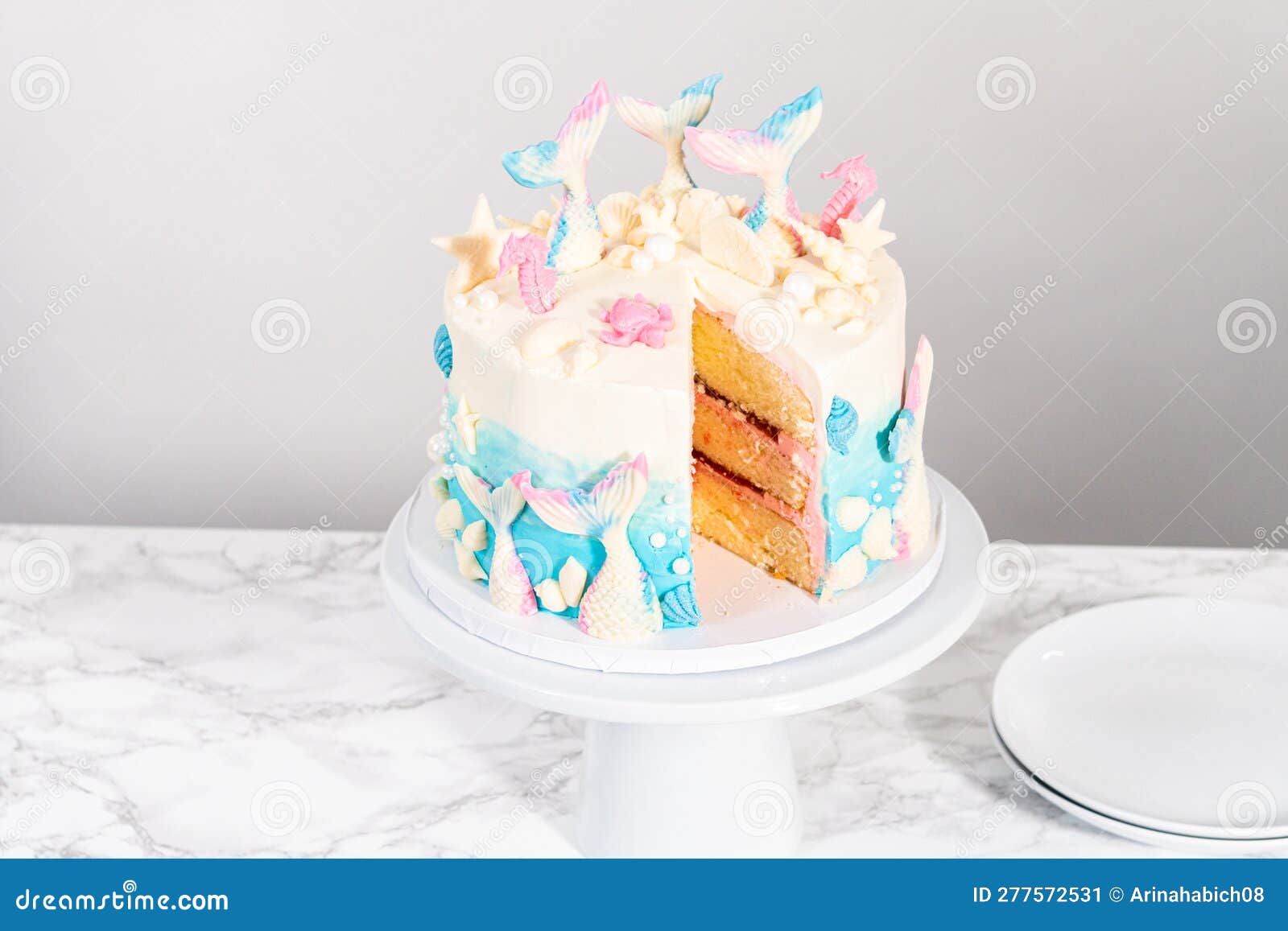 mermaid-themed-3-layer-vanilla-cake-stock-image-image-of-slice