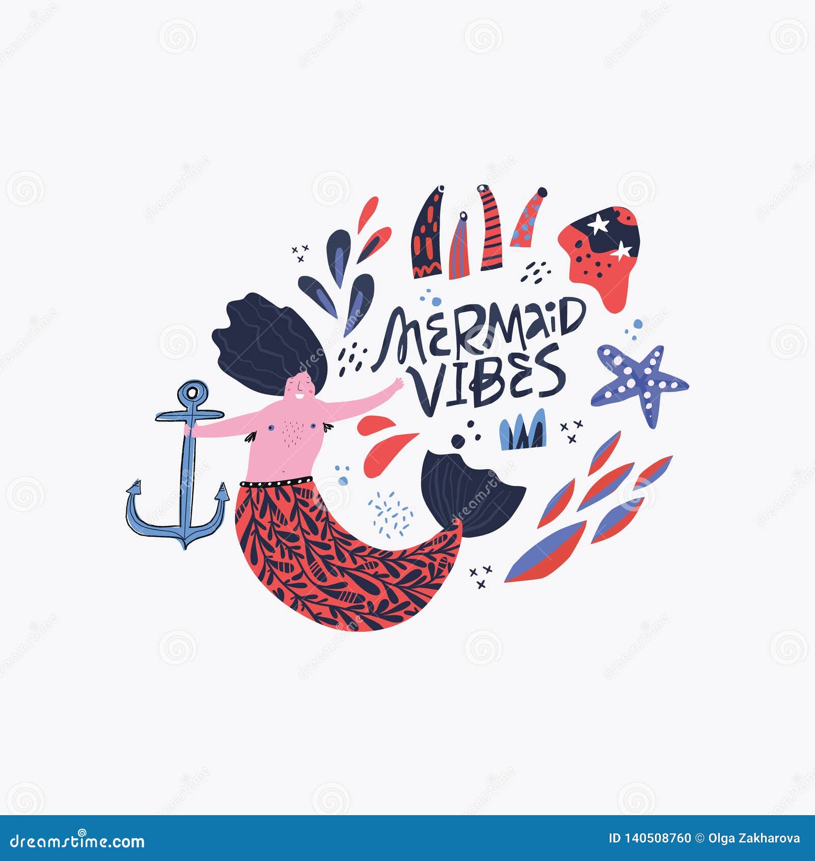 Download Mermaid Vibes Hand Drawn Vector Lettering. Stock Vector ...