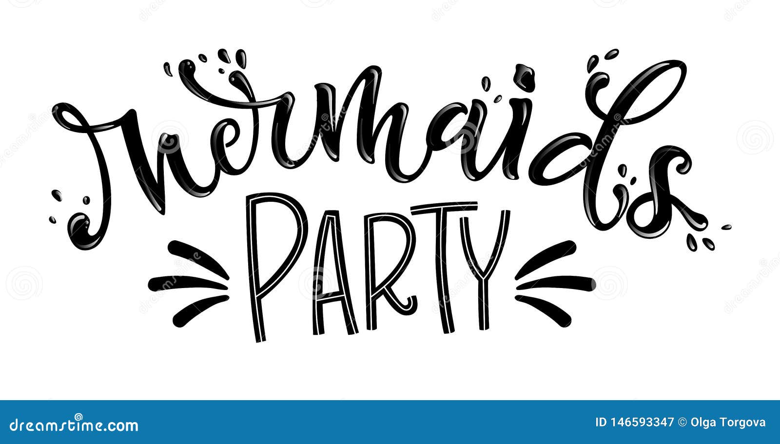 Mermaids Party Simple Hand Draw Lettering Quote Stock Illustration ...