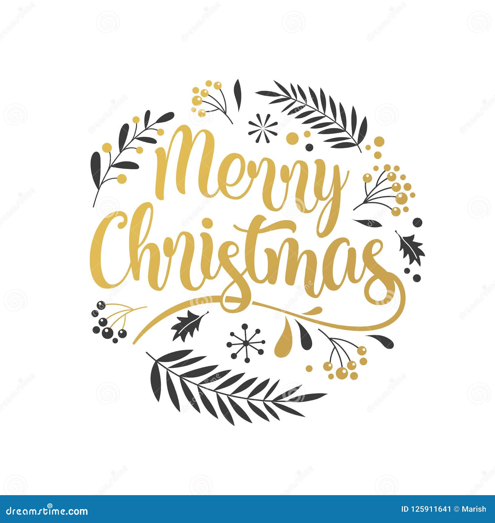 Merry Christmas Background with Typography, Lettering. Greeting Card ...