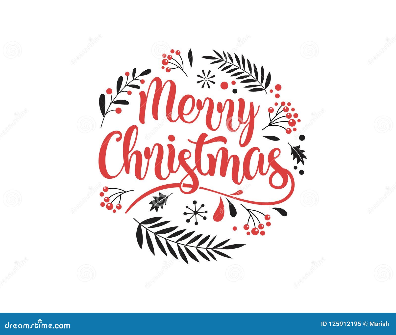 merry christmas background with typography, lettering. greeting card, banner and poster