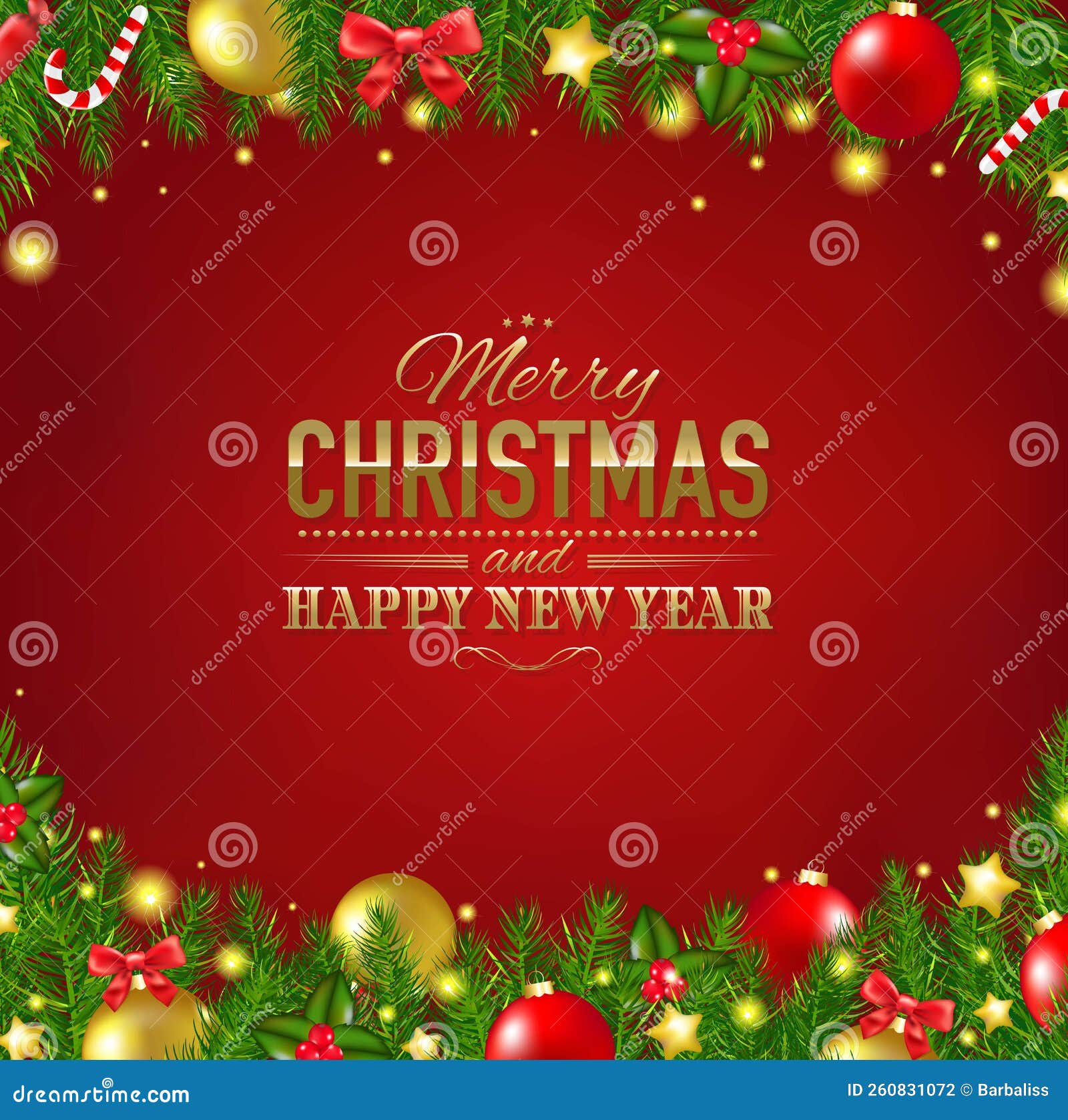 Merry Christmas Banner with Borders Stock Illustration Illustration