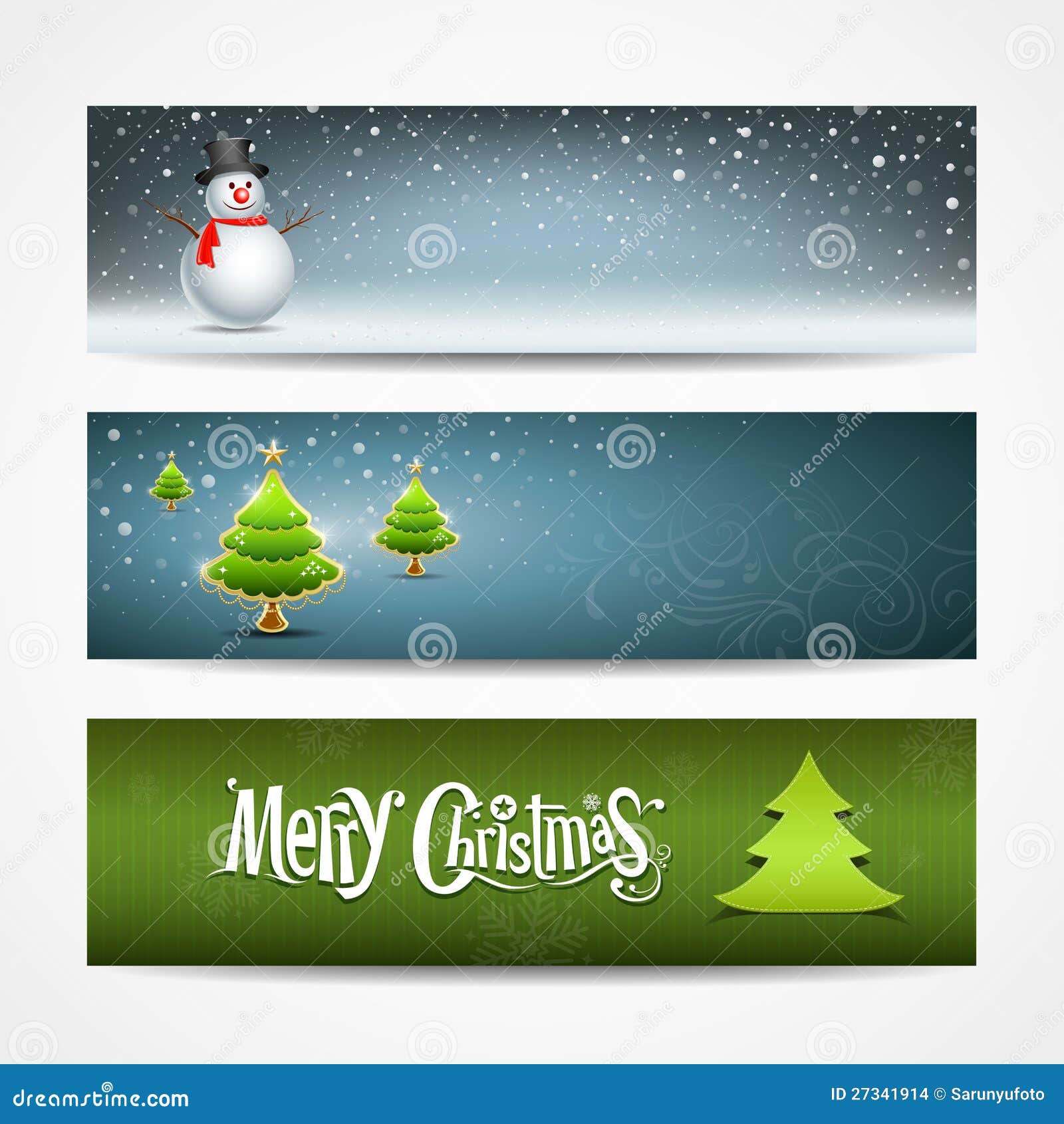 Merry Christmas Banners Horizontal Design Backgrou Stock Vector ...
